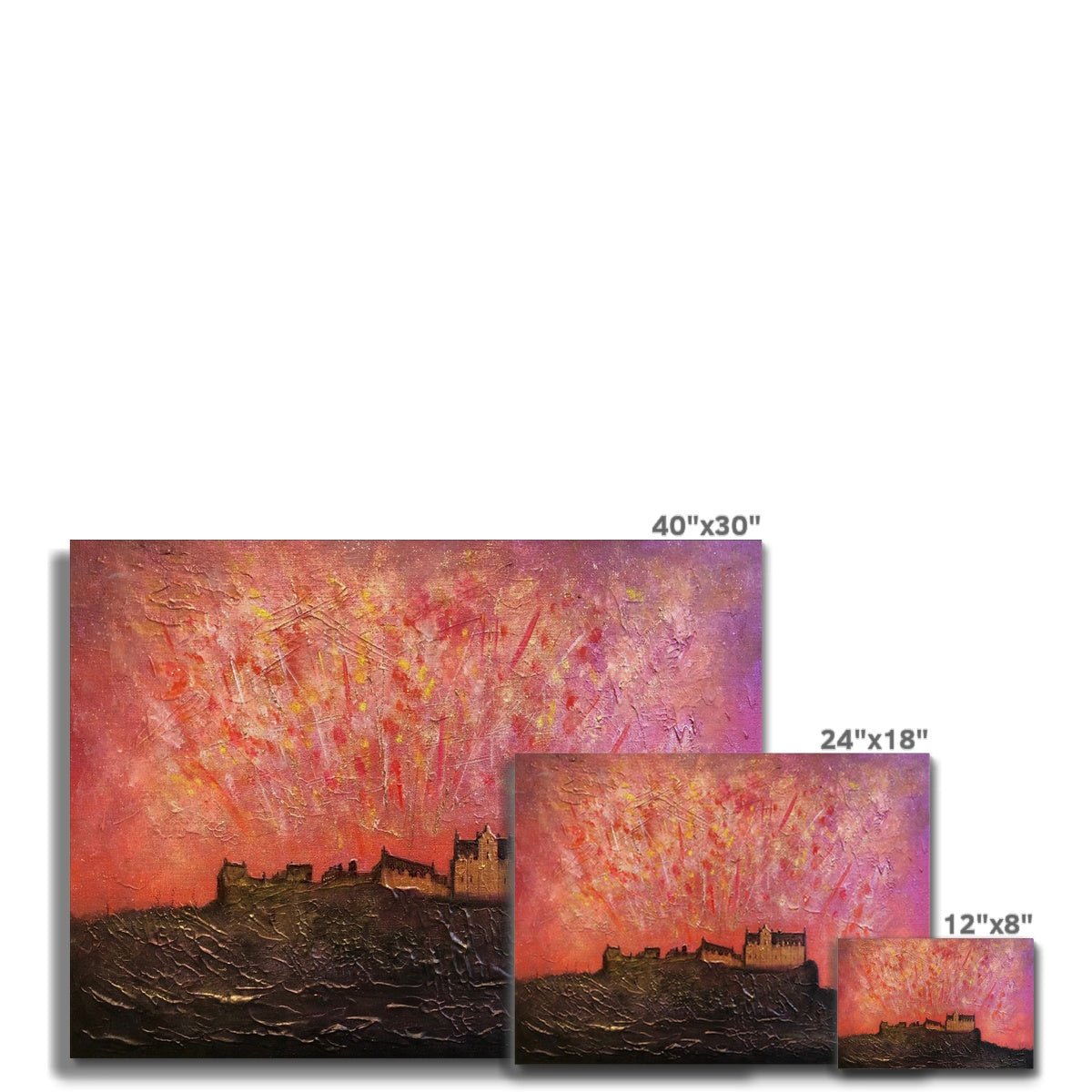 Edinburgh Castle Fireworks Painting | Canvas From Scotland