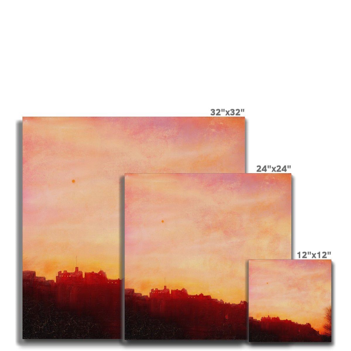 Edinburgh Castle Sunset Painting | Canvas From Scotland-Contemporary Stretched Canvas Prints-Historic & Iconic Scotland Art Gallery-Paintings, Prints, Homeware, Art Gifts From Scotland By Scottish Artist Kevin Hunter