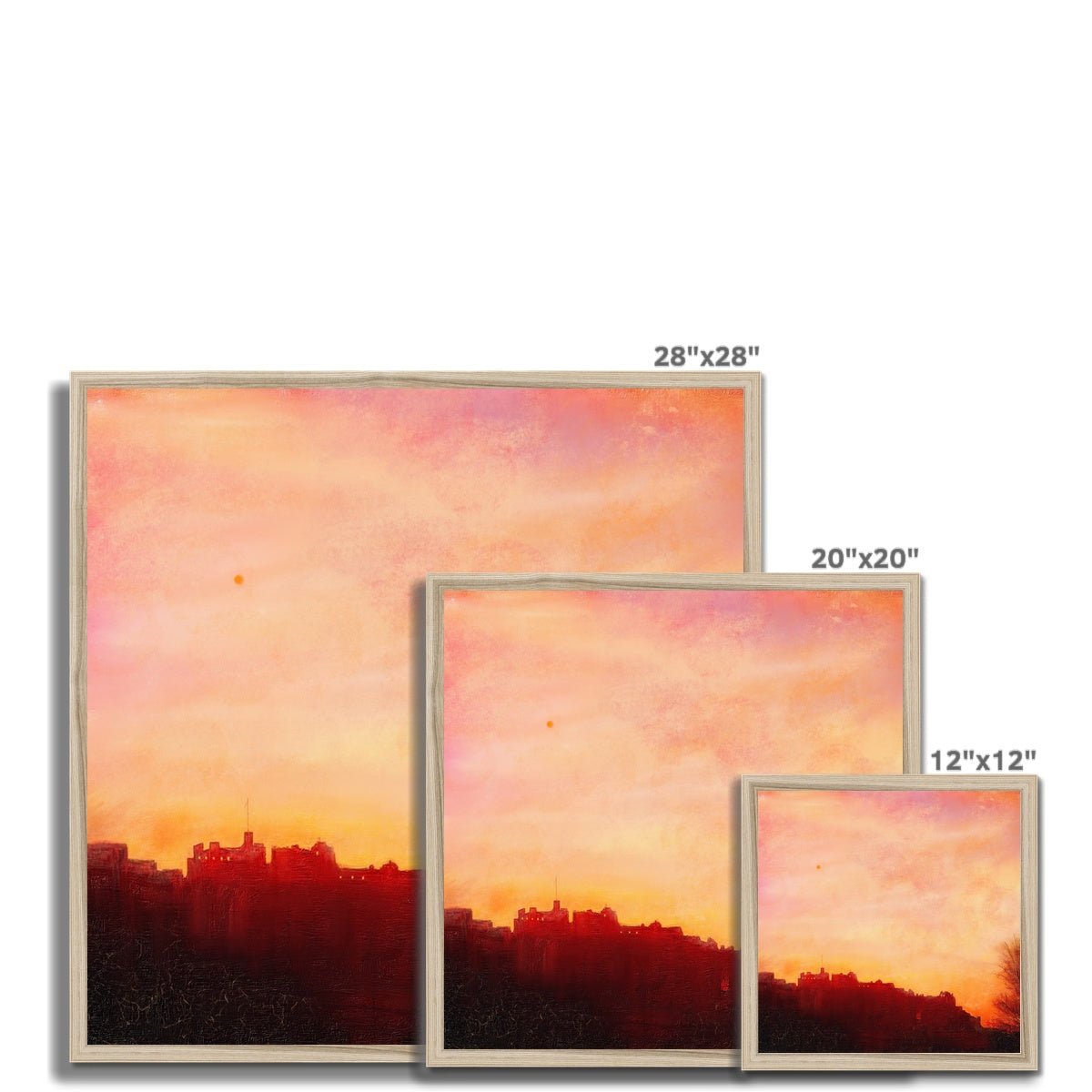 Edinburgh Castle Sunset Painting | Framed Prints From Scotland-Framed Prints-Historic & Iconic Scotland Art Gallery-Paintings, Prints, Homeware, Art Gifts From Scotland By Scottish Artist Kevin Hunter