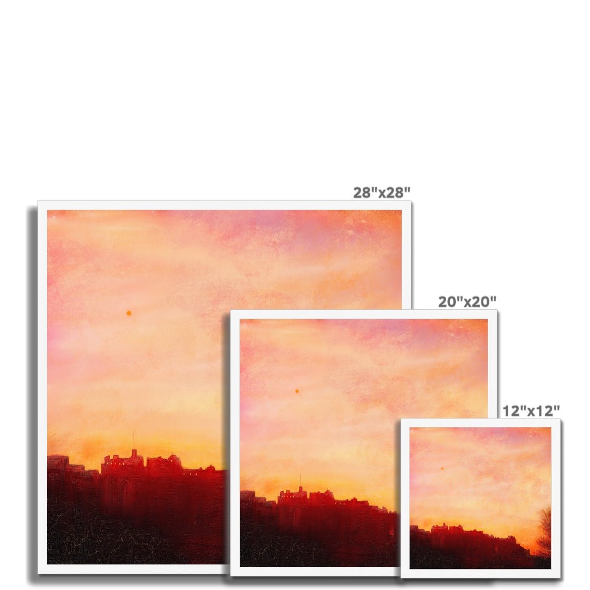 Edinburgh Castle Sunset Painting | Framed Prints From Scotland-Framed Prints-Historic & Iconic Scotland Art Gallery-Paintings, Prints, Homeware, Art Gifts From Scotland By Scottish Artist Kevin Hunter