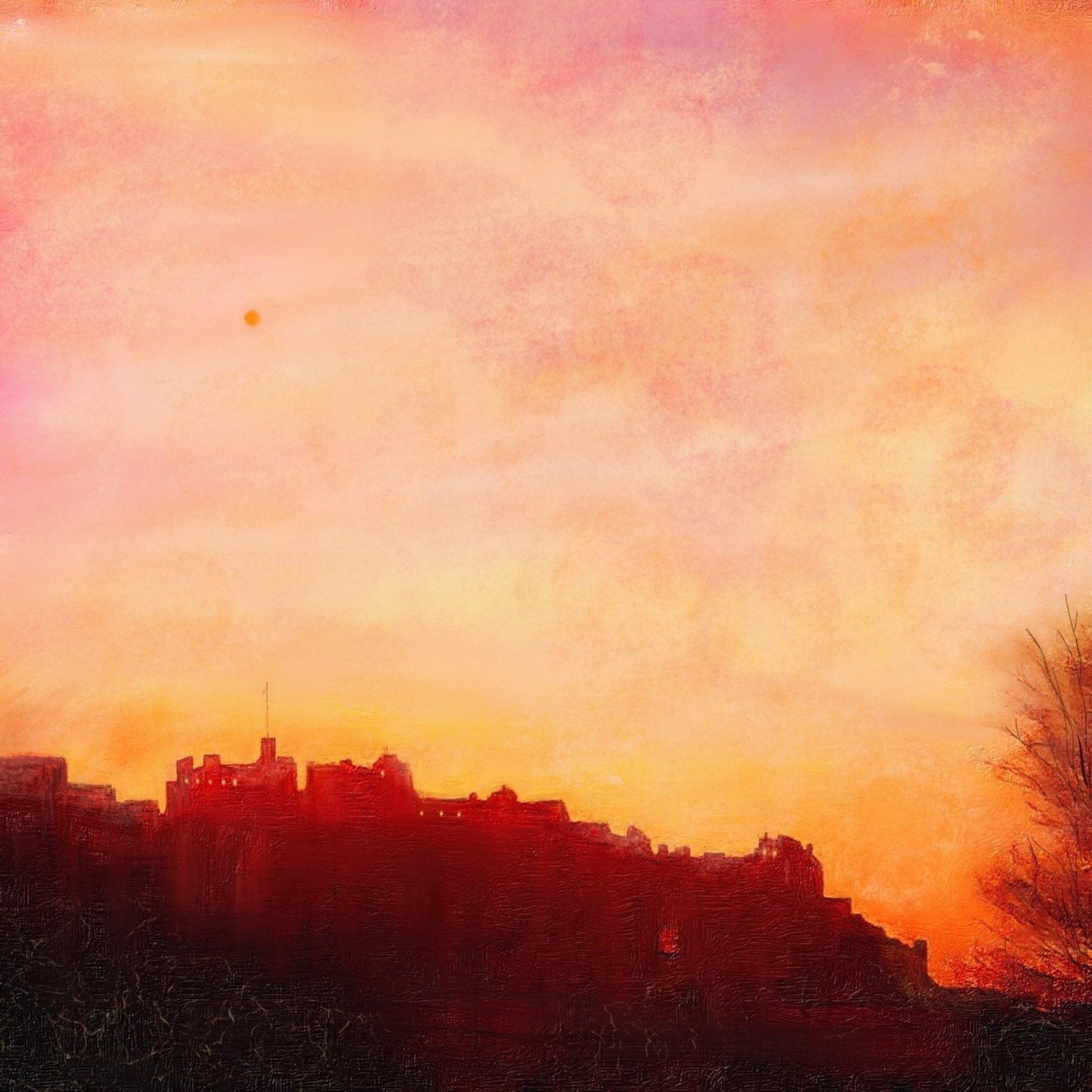 Edinburgh Castle Sunset Wooden Art Block