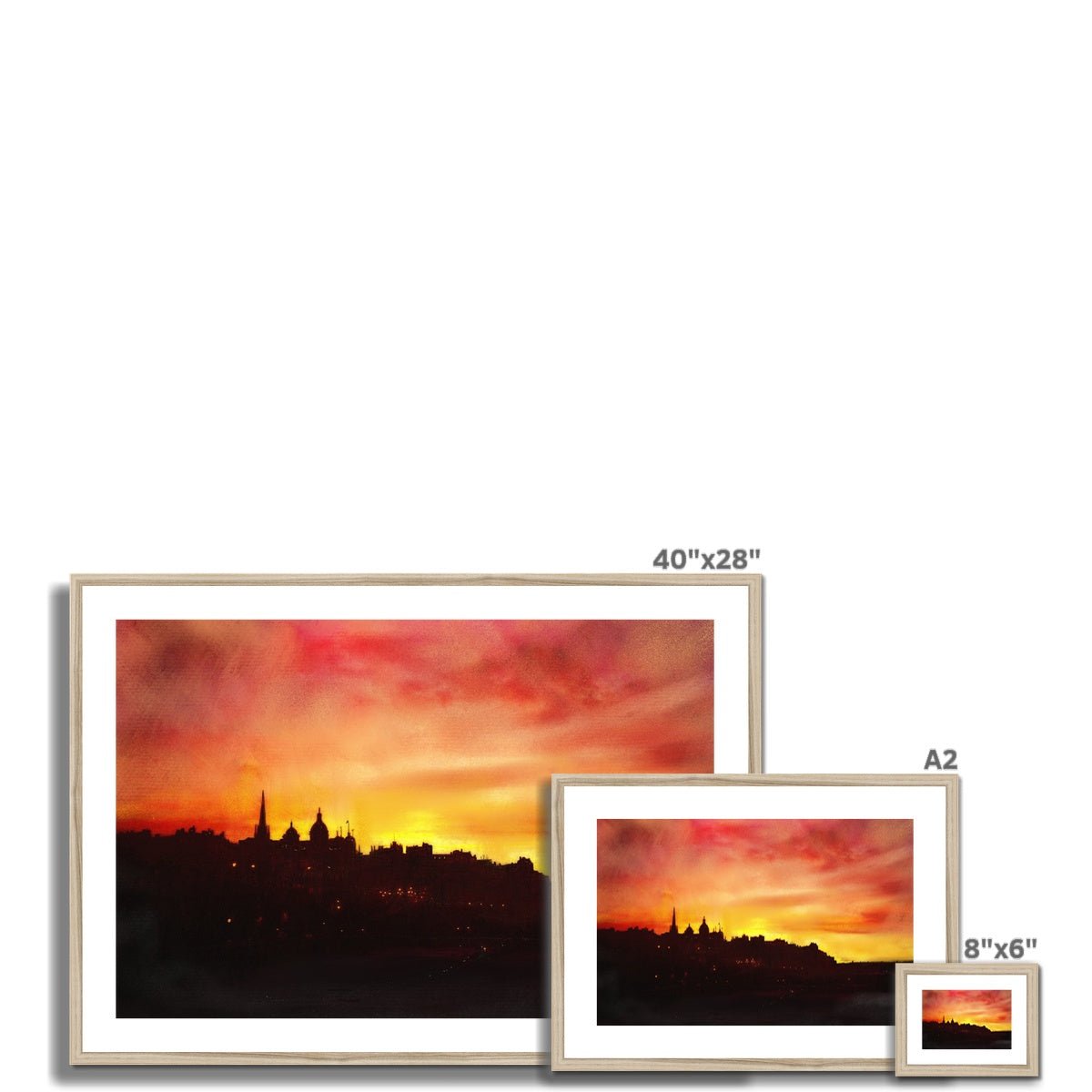 Edinburgh Sunset Painting | Framed & Mounted Prints From Scotland