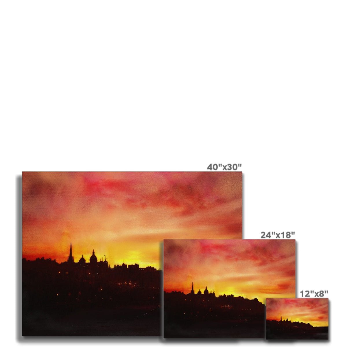Edinburgh Sunset Painting | Canvas From Scotland-Contemporary Stretched Canvas Prints-Edinburgh & Glasgow Art Gallery-Paintings, Prints, Homeware, Art Gifts From Scotland By Scottish Artist Kevin Hunter