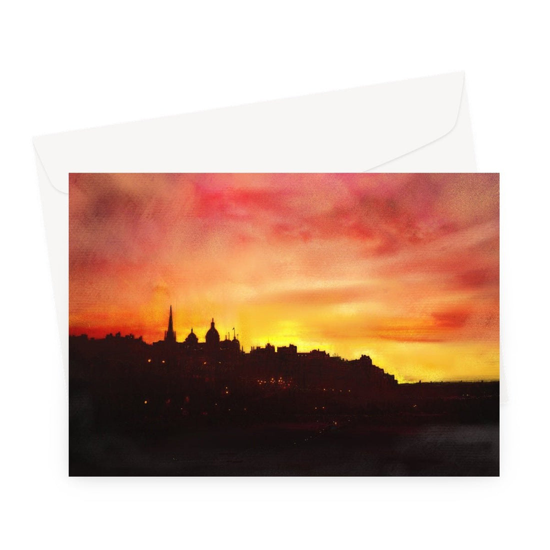 Edinburgh Sunset Scottish Art Gifts Greeting Card