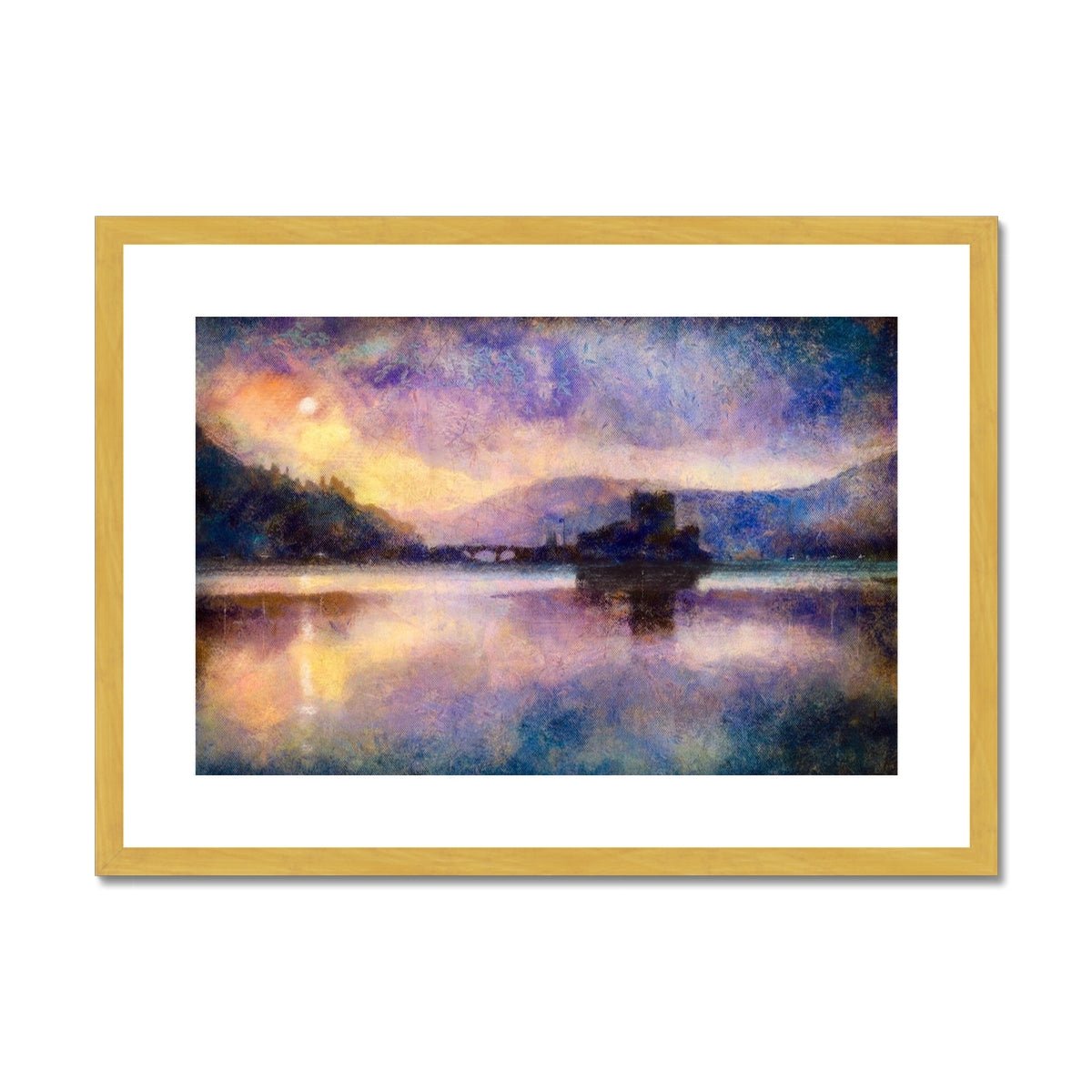 Eilean Donan Castle Moonlight Painting | Antique Framed & Mounted Prints From Scotland