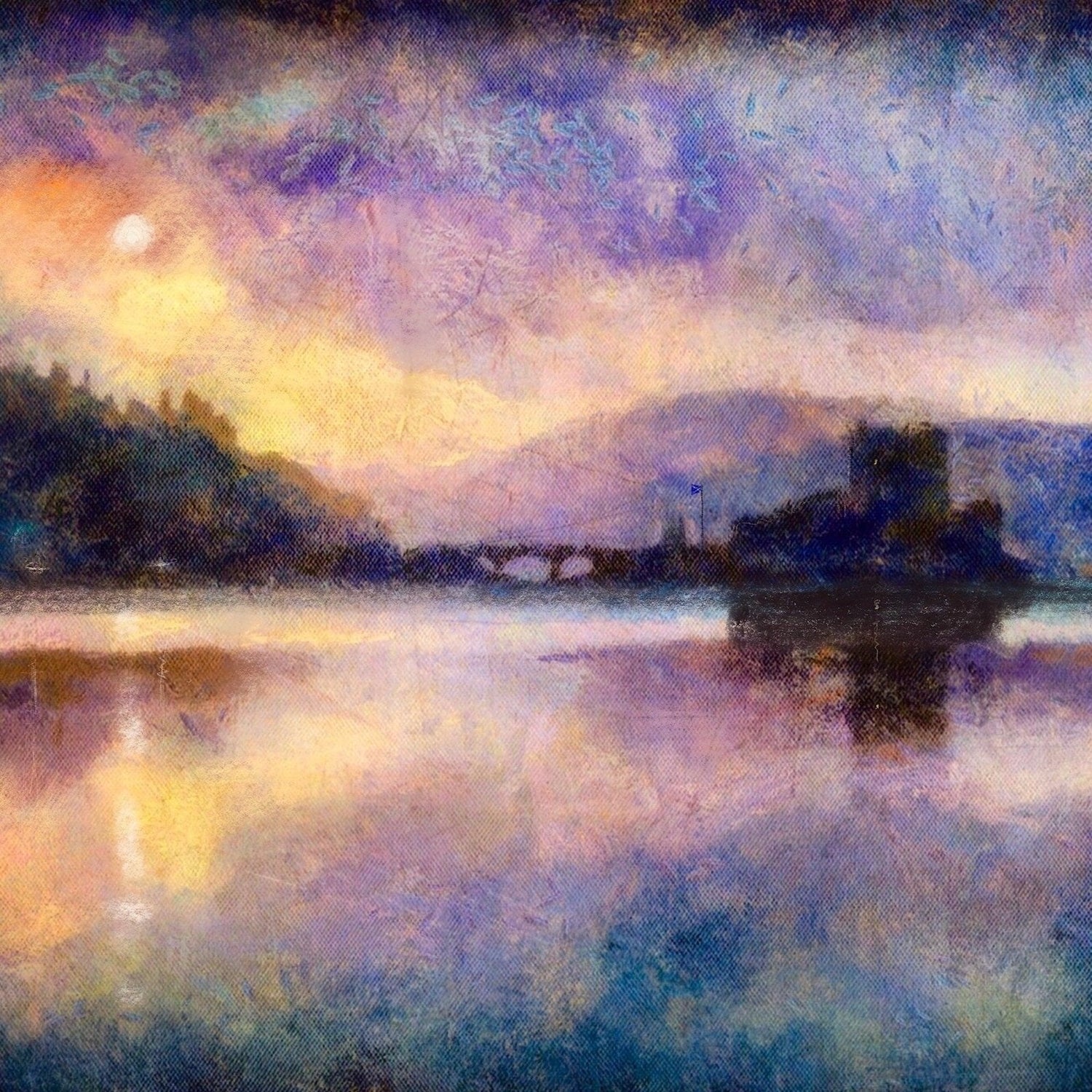 Eilean Donan Castle Moonlight Wooden Art Block