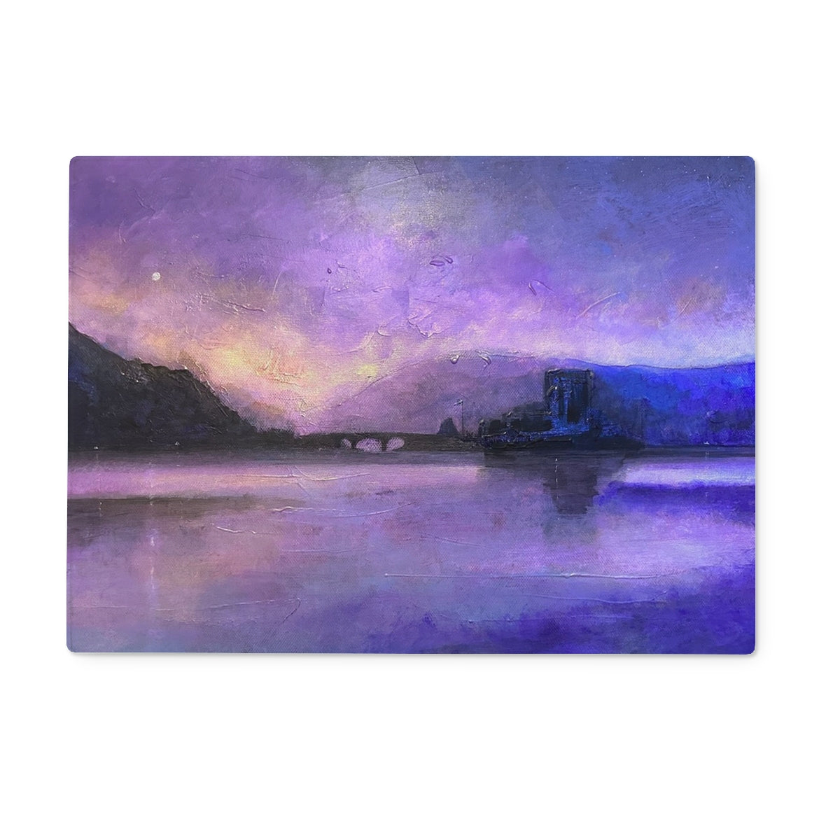 Eilean Donan Castle Moonset Art Gifts Glass Chopping Board