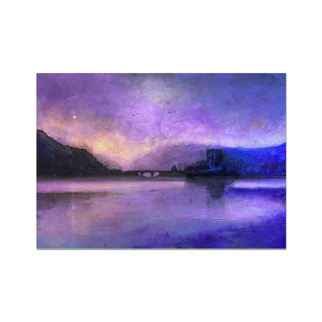 Eilean Donan Castle Moonset Prints | Historic &amp; Iconic Scotland Art Gallery | Paintings, Prints, Homeware and Art Gifts From Scotland By Scottish Artist Kevin Hunter