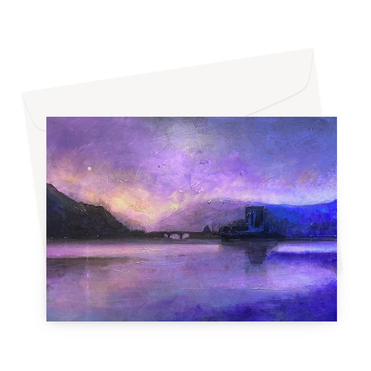 Eilean Donan Castle Moonset Scottish Art Gifts Greeting Card