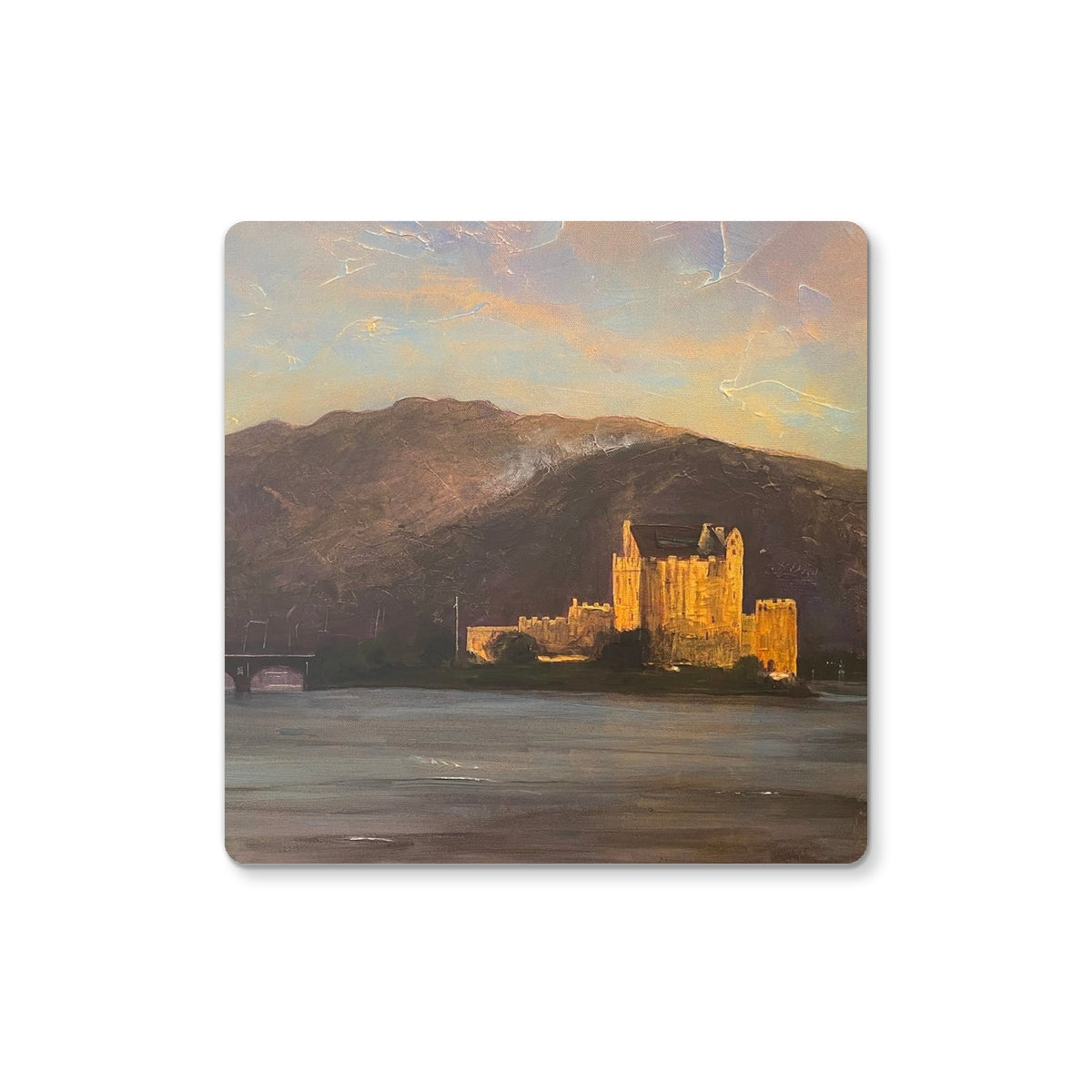 Eilean Donan Castle | Scottish Art Gifts | Coaster | Historic & Iconic Scotland Art Gallery | Paintings, Prints, Homeware and Art Gifts From Scotland By Scottish Artist Kevin Hunter