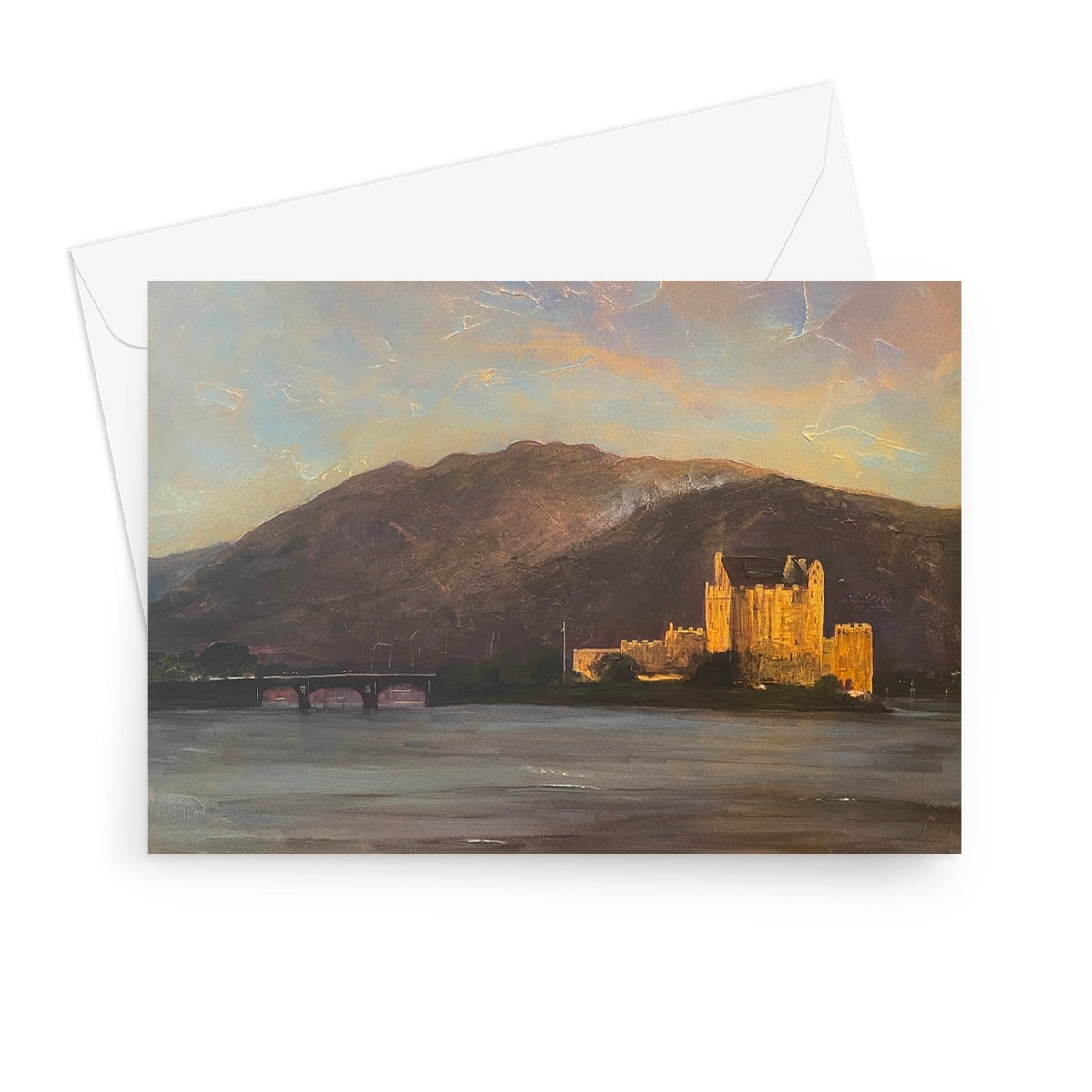 Eilean Donan Castle Scottish Art Gifts Greeting Card | Historic &amp; Iconic Scotland Art Gallery | Paintings, Prints, Homeware and Art Gifts From Scotland By Scottish Artist Kevin Hunter