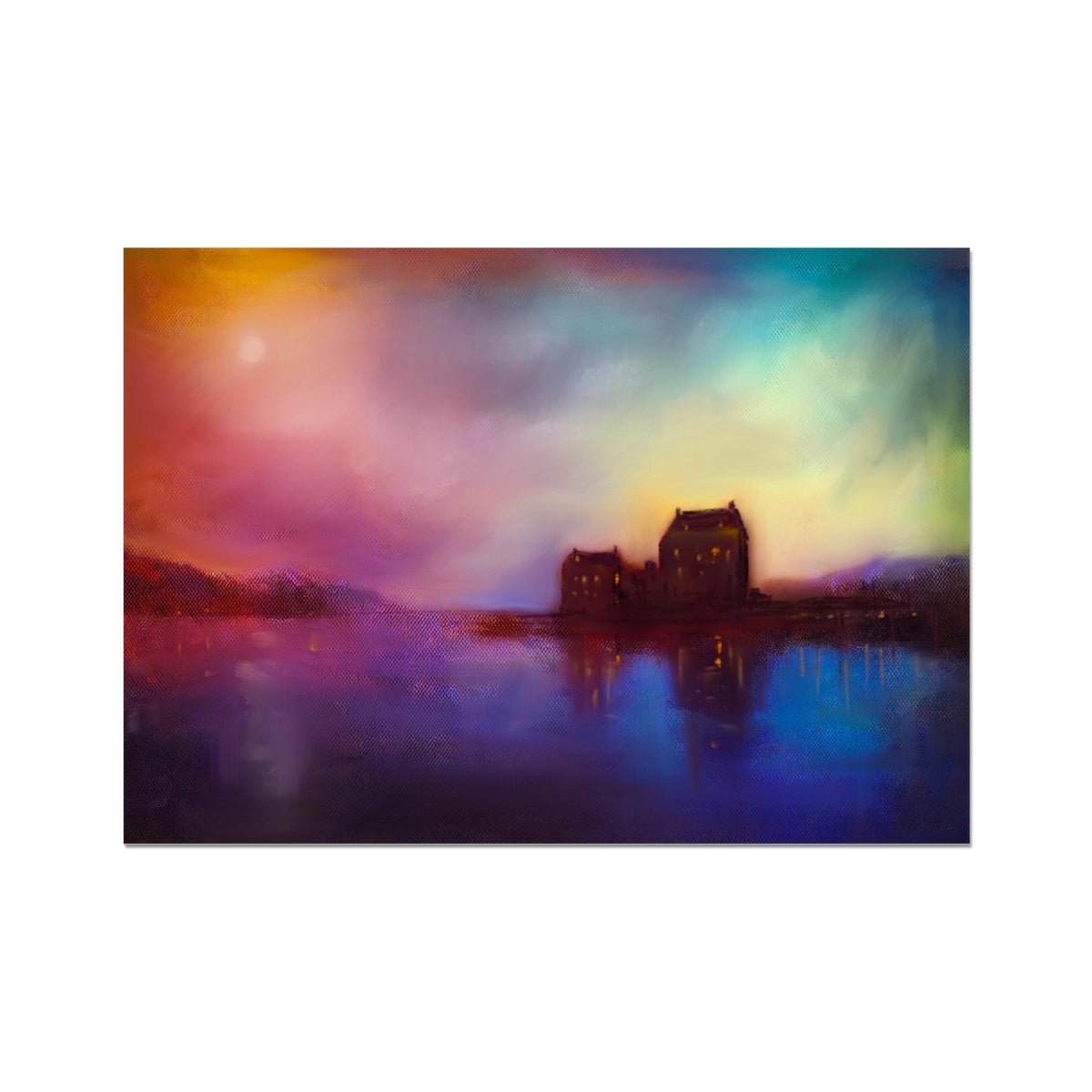 Eilean Donan Castle Sunset Painting | Fine Art Prints From Scotland-Unframed Prints-Historic & Iconic Scotland Art Gallery-A2 Landscape-Paintings, Prints, Homeware, Art Gifts From Scotland By Scottish Artist Kevin Hunter