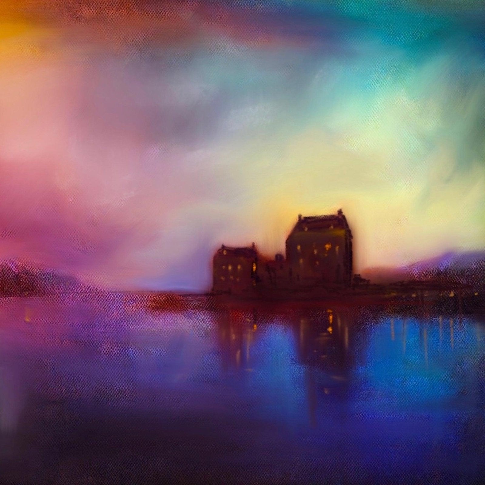 Eilean Donan Castle Sunset Wooden Art Block