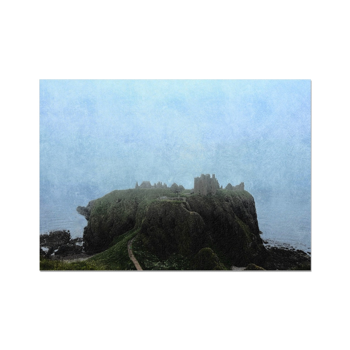 Dunnottar Castle Mist Painting | Fine Art Prints From Scotland-Unframed Prints-Historic & Iconic Scotland Art Gallery-A2 Landscape-Paintings, Prints, Homeware, Art Gifts From Scotland By Scottish Artist Kevin Hunter