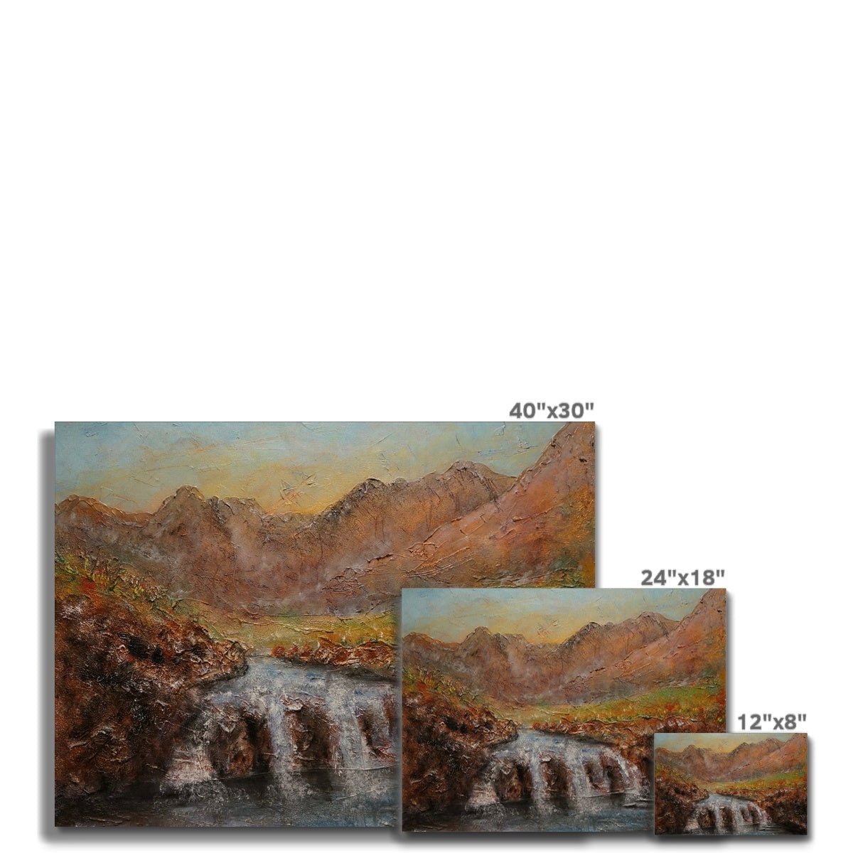 Fairy Pools Dawn Skye Painting | Canvas From Scotland-Contemporary Stretched Canvas Prints-Skye Art Gallery-Paintings, Prints, Homeware, Art Gifts From Scotland By Scottish Artist Kevin Hunter