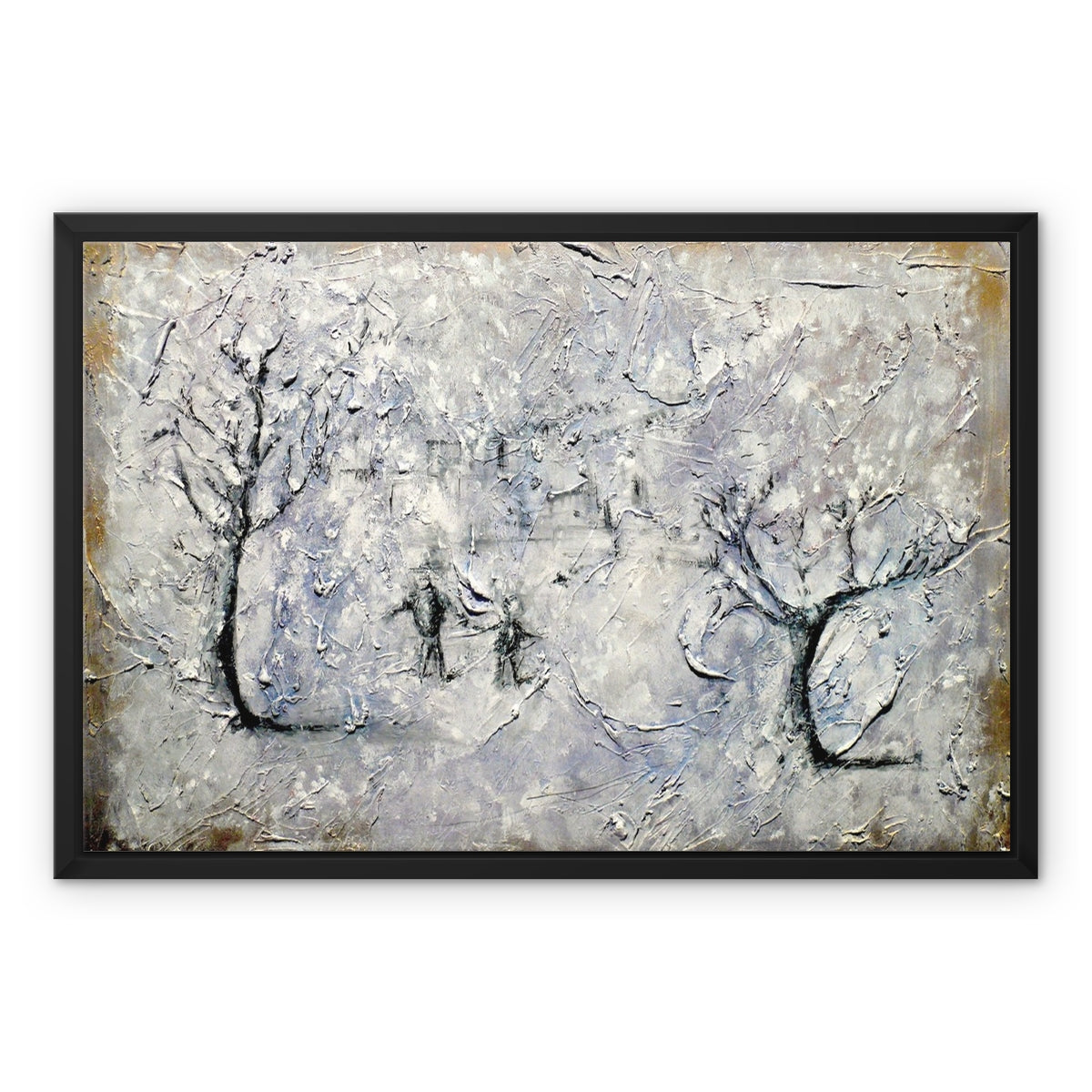 Father Daughter Snow Painting | Framed Canvas From Scotland