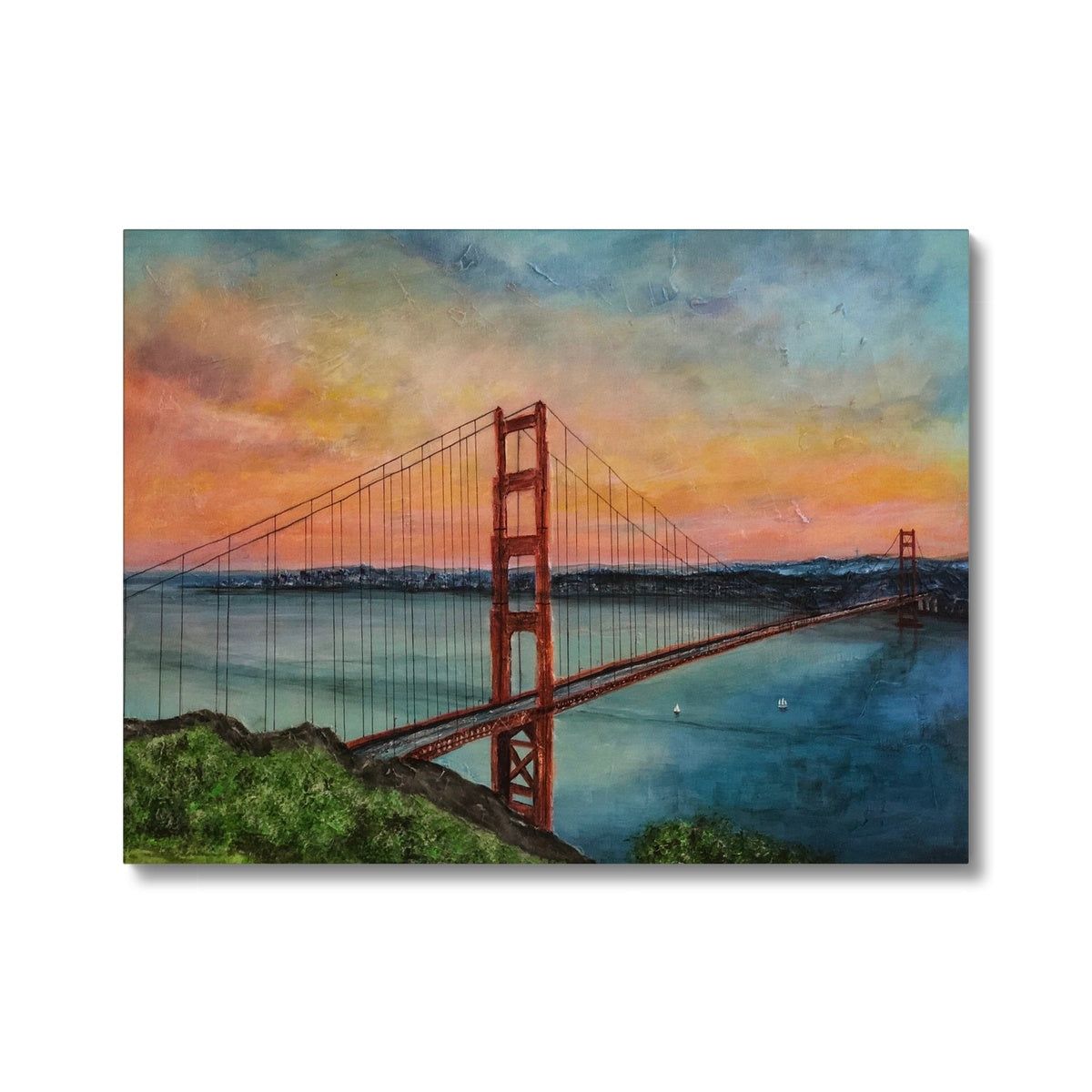 The Golden Gate Bridge Painting | Canvas From Scotland-Contemporary Stretched Canvas Prints-World Art Gallery-24"x18"-Paintings, Prints, Homeware, Art Gifts From Scotland By Scottish Artist Kevin Hunter
