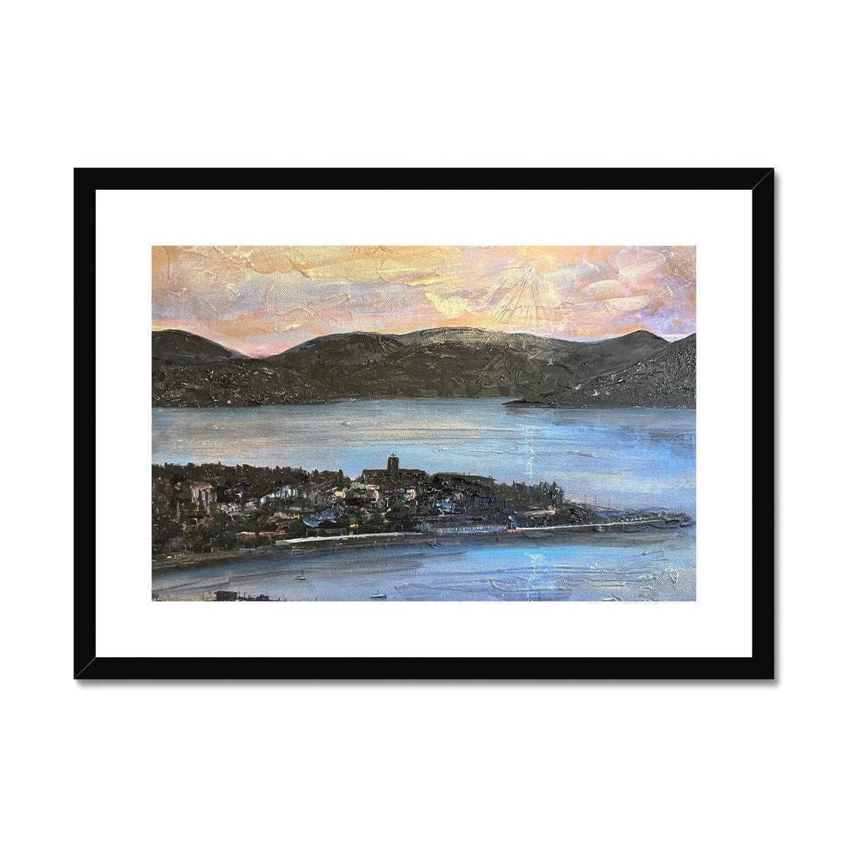 From Lyle Hill Painting | Framed & Mounted Prints From Scotland-Framed & Mounted Prints-River Clyde Art Gallery-A2 Landscape-Black Frame-Paintings, Prints, Homeware, Art Gifts From Scotland By Scottish Artist Kevin Hunter