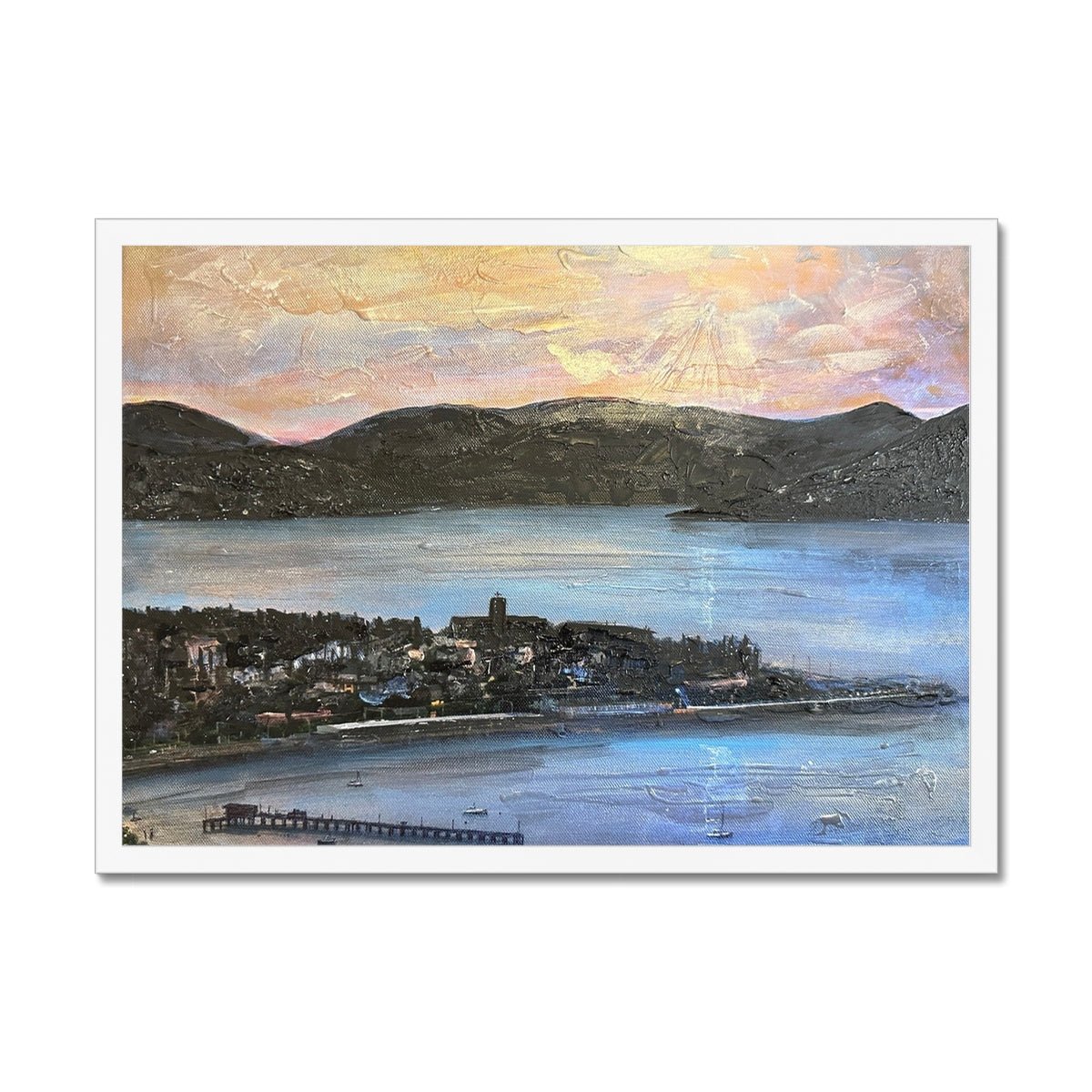 From Lyle Hill Painting | Framed Prints From Scotland-Framed Prints-River Clyde Art Gallery-A2 Landscape-White Frame-Paintings, Prints, Homeware, Art Gifts From Scotland By Scottish Artist Kevin Hunter