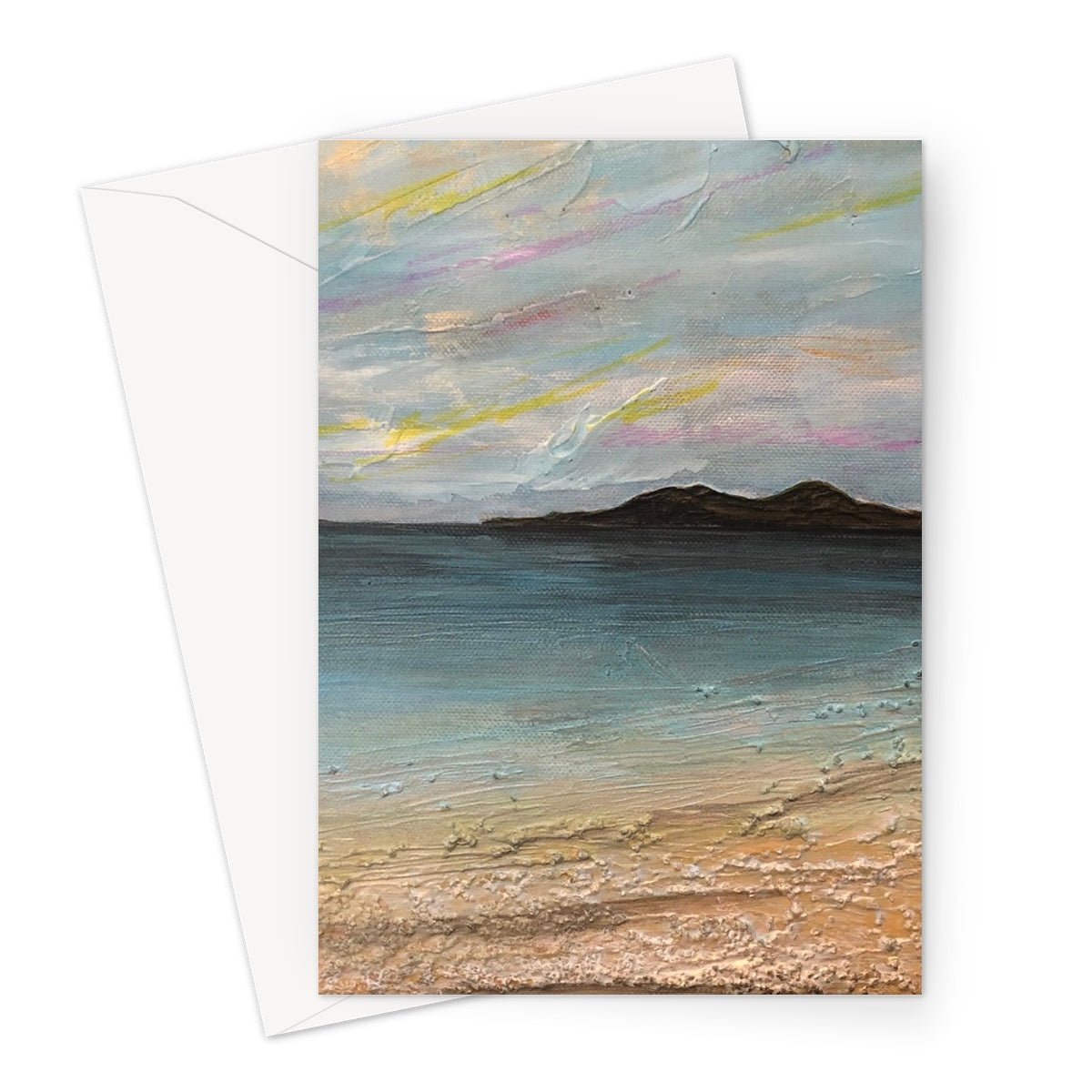 Garrynamonie Beach South Uist Art Gifts Greeting Card-Greetings Cards-Hebridean Islands Art Gallery-A5 Portrait-1 Card-Paintings, Prints, Homeware, Art Gifts From Scotland By Scottish Artist Kevin Hunter