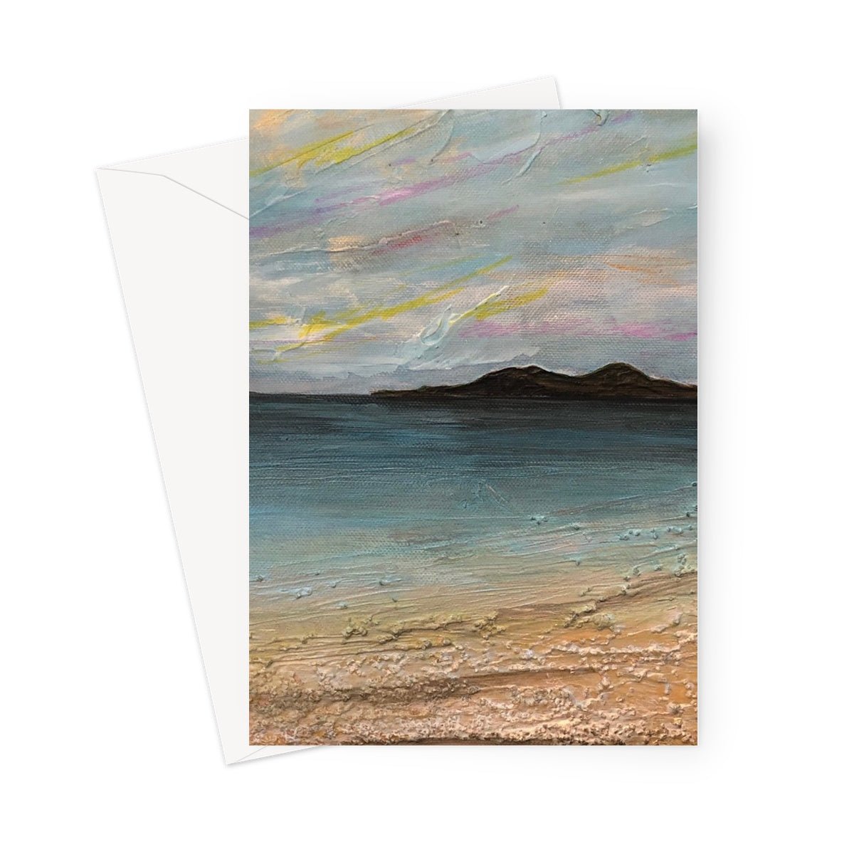 Garrynamonie Beach South Uist Art Gifts Greeting Card-Greetings Cards-Hebridean Islands Art Gallery-5"x7"-10 Cards-Paintings, Prints, Homeware, Art Gifts From Scotland By Scottish Artist Kevin Hunter