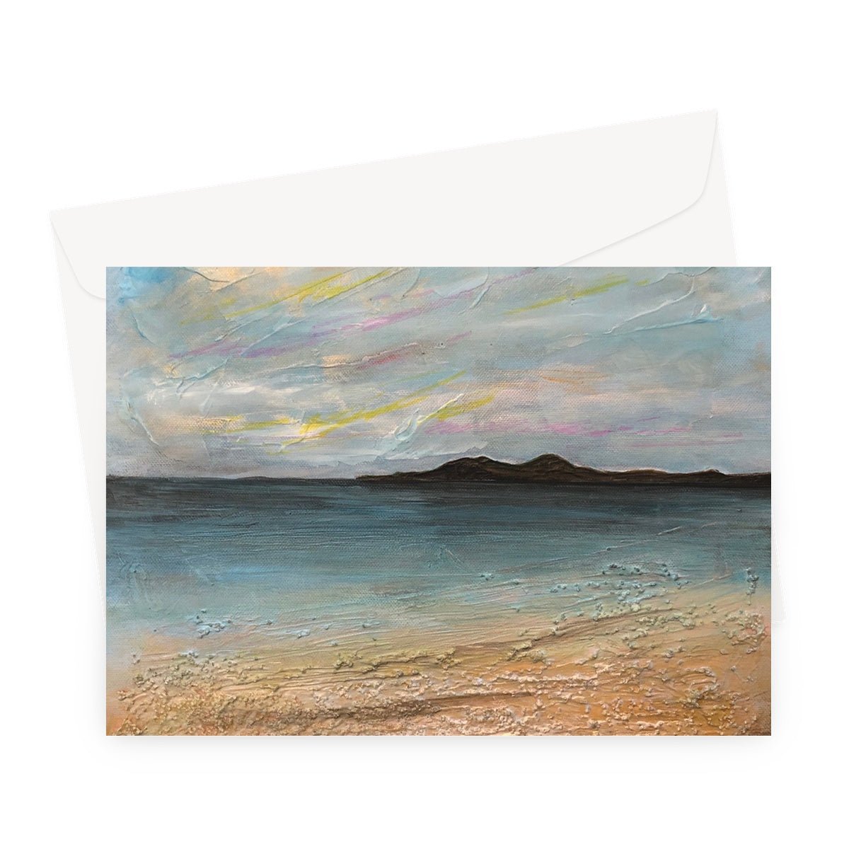 Garrynamonie Beach South Uist Art Gifts Greeting Card-Greetings Cards-Hebridean Islands Art Gallery-A5 Landscape-1 Card-Paintings, Prints, Homeware, Art Gifts From Scotland By Scottish Artist Kevin Hunter