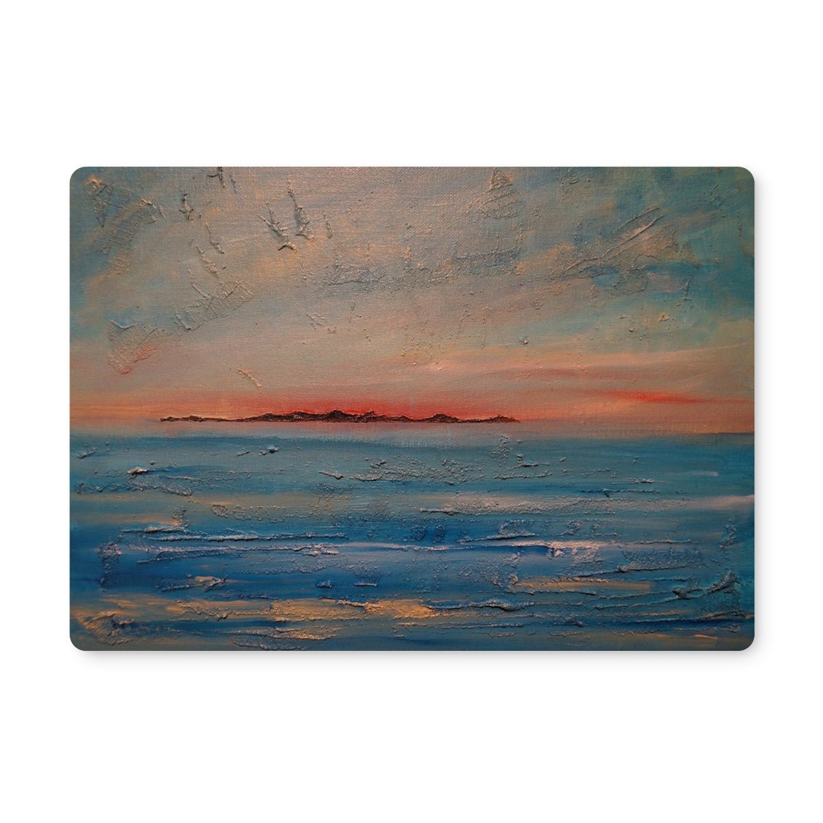 Gigha Sunset Art Gifts Placemat-Placemats-Hebridean Islands Art Gallery-2 Placemats-Paintings, Prints, Homeware, Art Gifts From Scotland By Scottish Artist Kevin Hunter