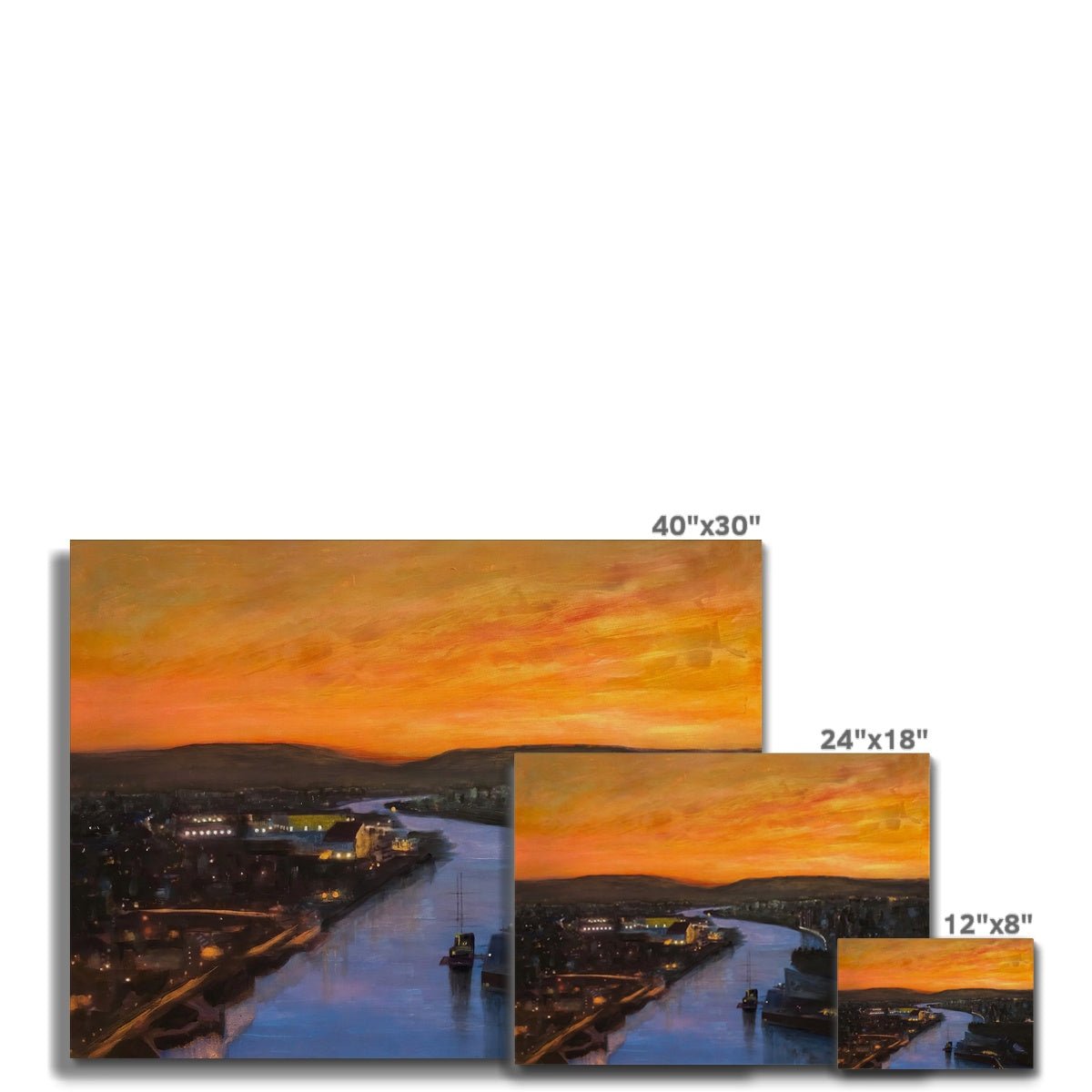 Glasgow Harbour Looking West Painting | Canvas From Scotland-Contemporary Stretched Canvas Prints-Edinburgh & Glasgow Art Gallery-Paintings, Prints, Homeware, Art Gifts From Scotland By Scottish Artist Kevin Hunter