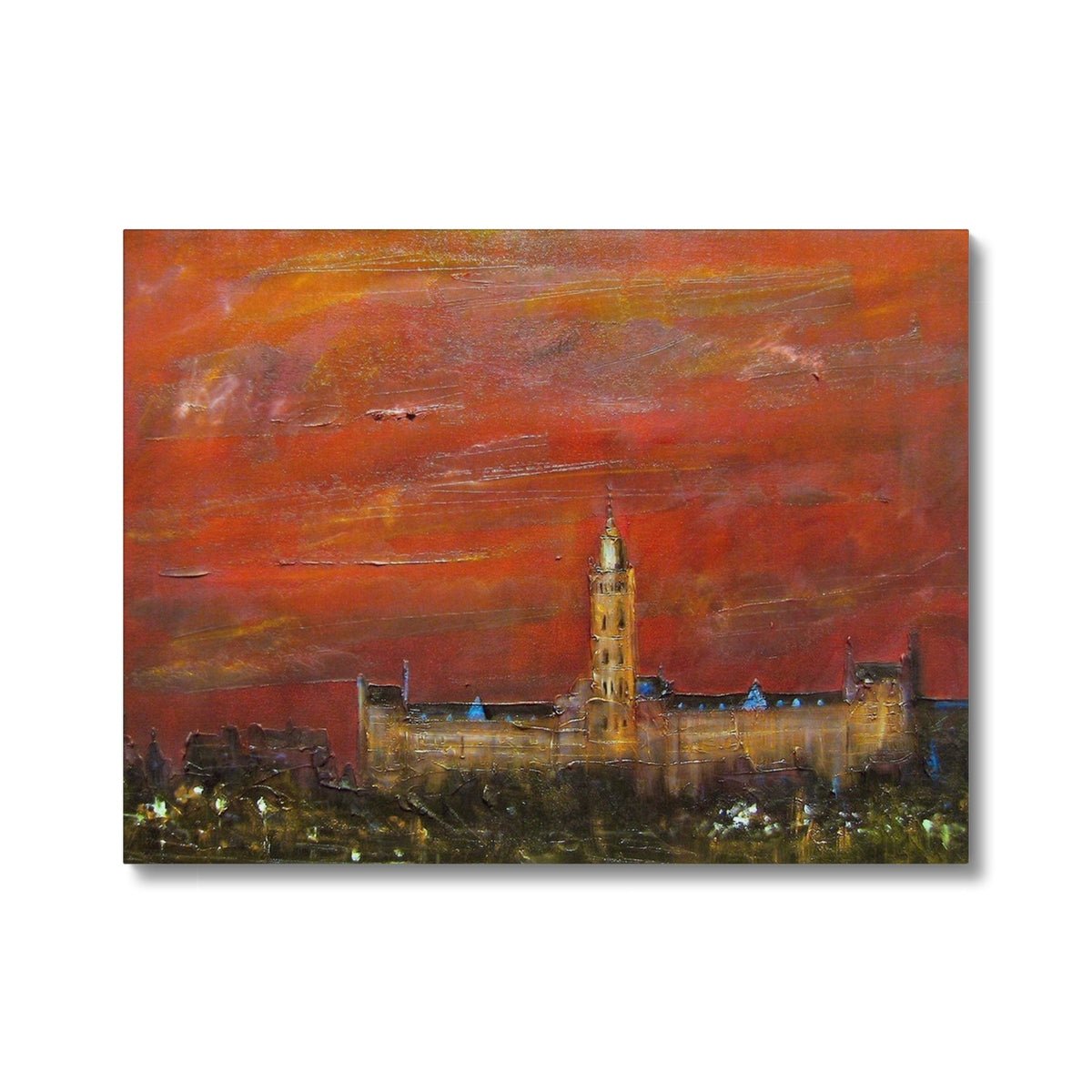 Glasgow University Dusk Painting | Canvas From Scotland