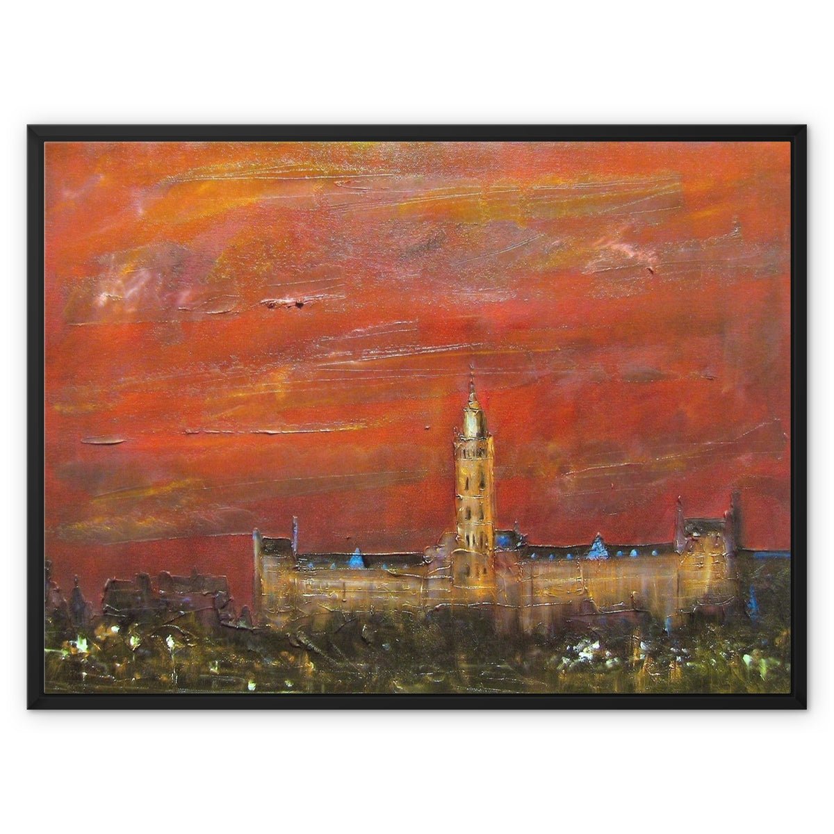 Glasgow University Dusk Painting | Framed Canvas From Scotland