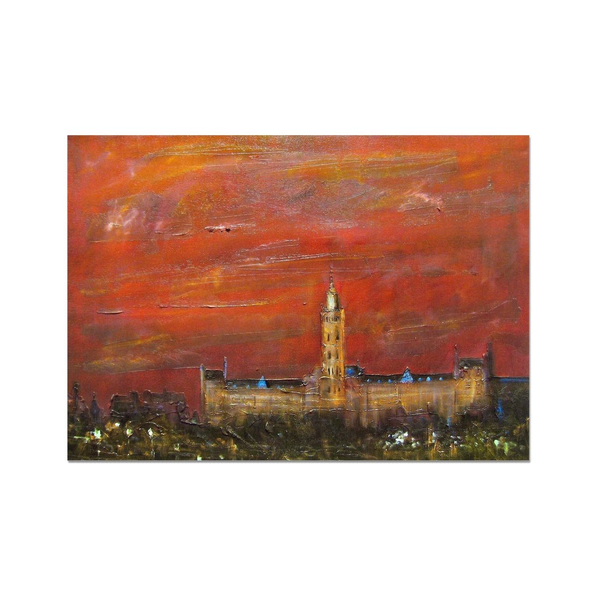 Glasgow University Dusk Painting Scotland | Signed Scottish Fine Art Prints