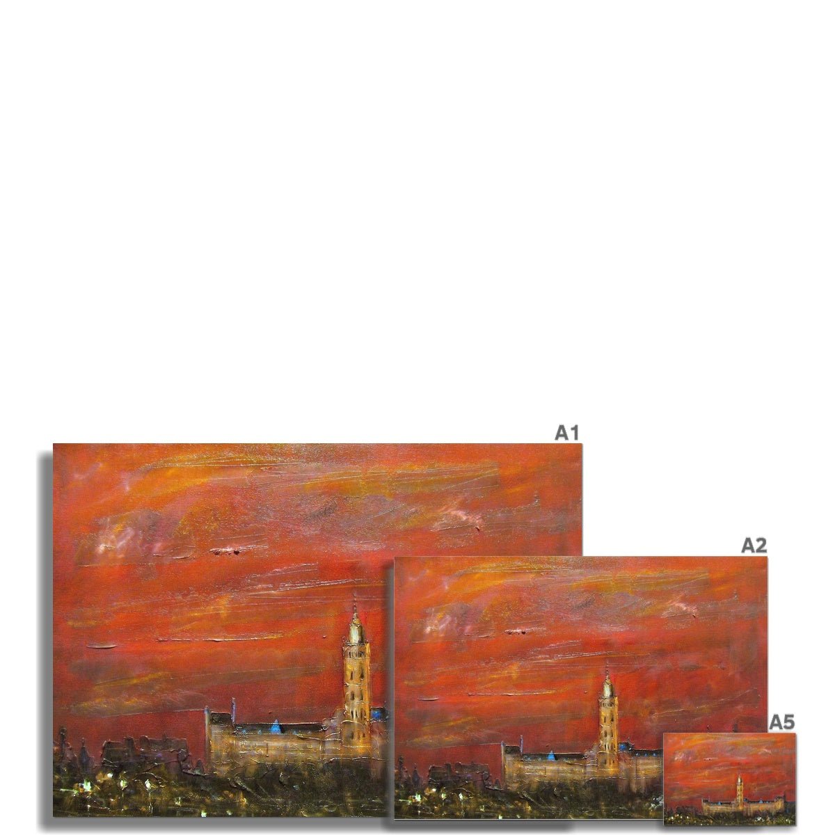 Glasgow University Dusk Painting | Signed Art Prints From Scotland | By Scottish Artist Hunter