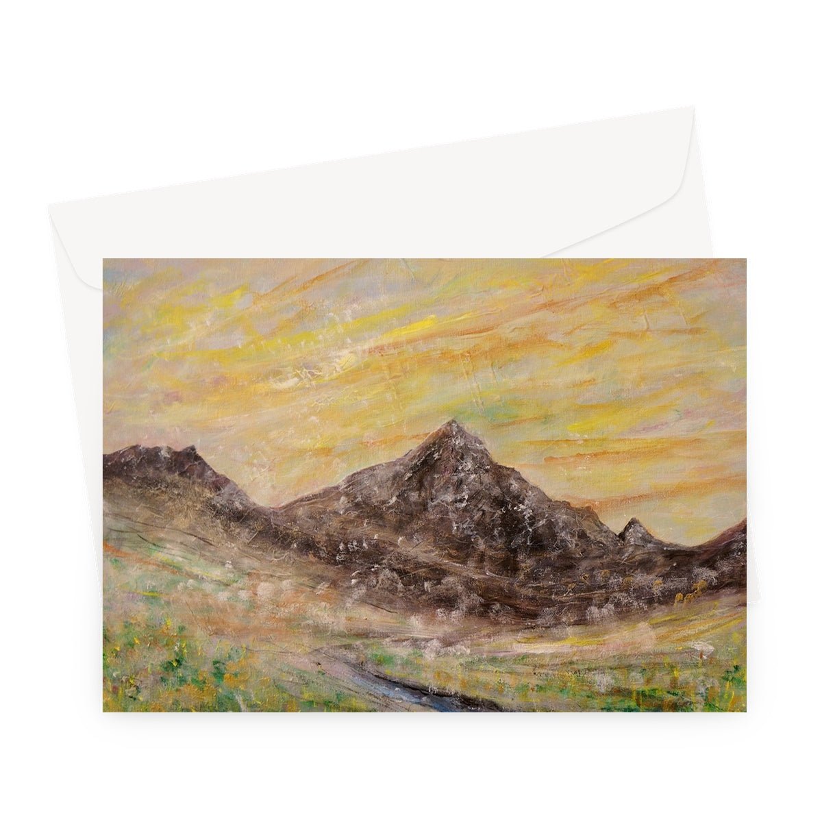 Glen Rosa Mist Arran Art Gifts Greeting Card-Greetings Cards-Arran Art Gallery-A5 Landscape-1 Card-Paintings, Prints, Homeware, Art Gifts From Scotland By Scottish Artist Kevin Hunter