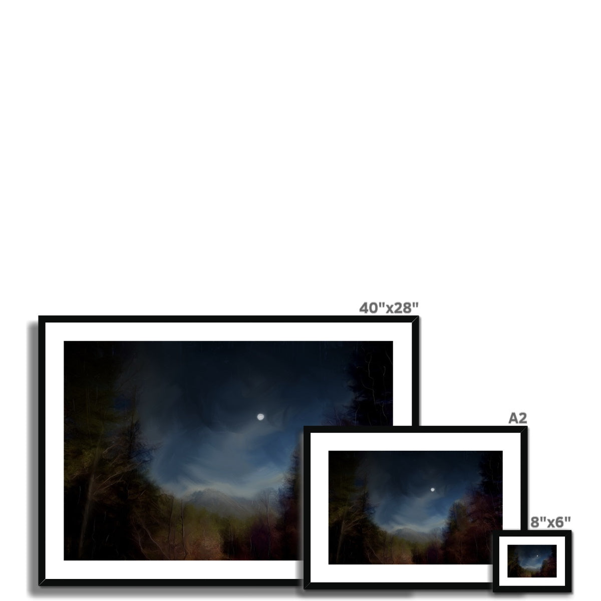 Glencoe Lochan Moonlight Painting | Framed &amp; Mounted Prints From Scotland