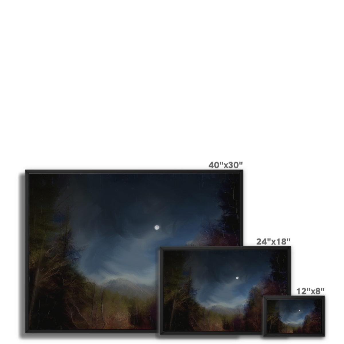 Glencoe Lochan Moonlight Painting | Framed Canvas From Scotland