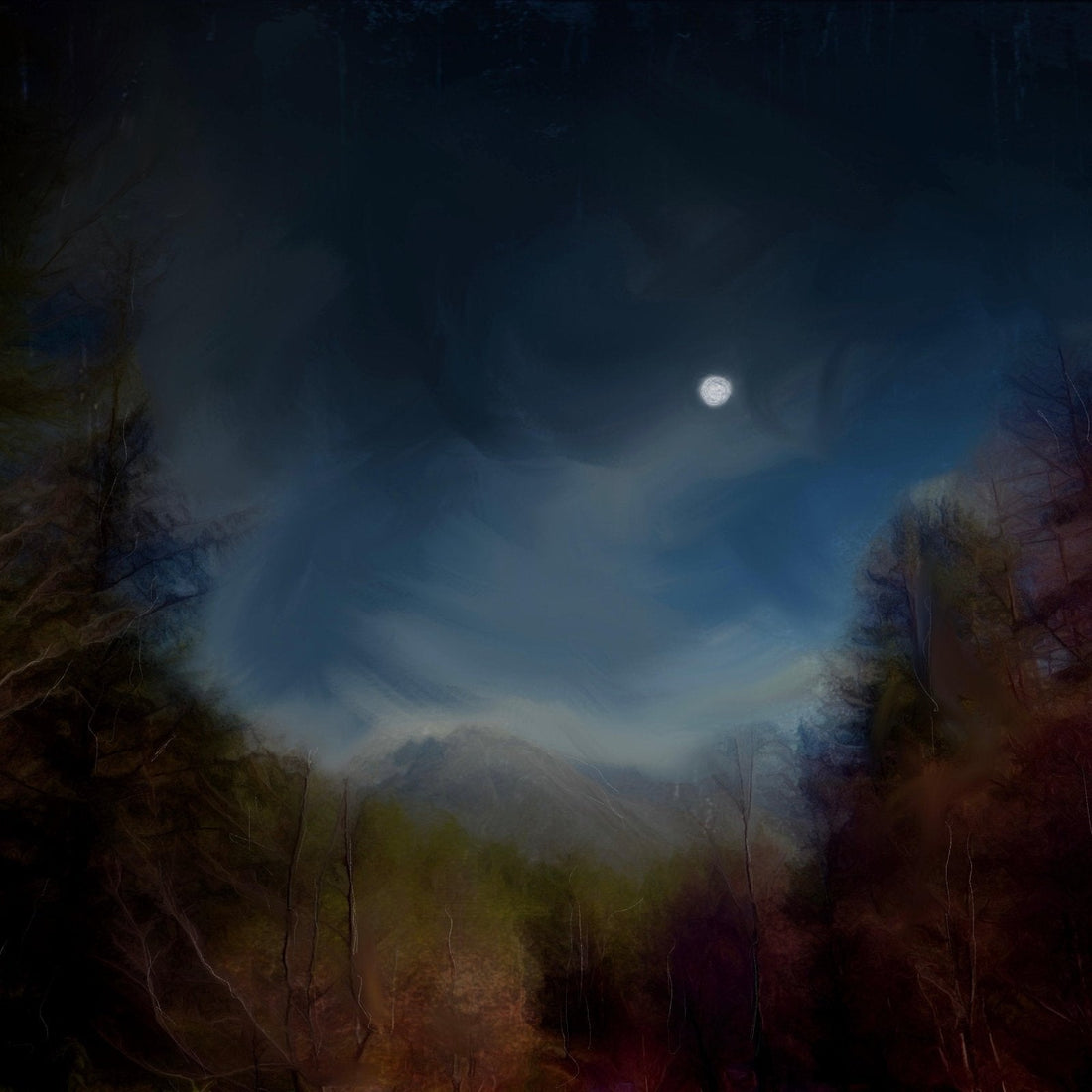 Glencoe Lochan Moonlight Wooden Art Block