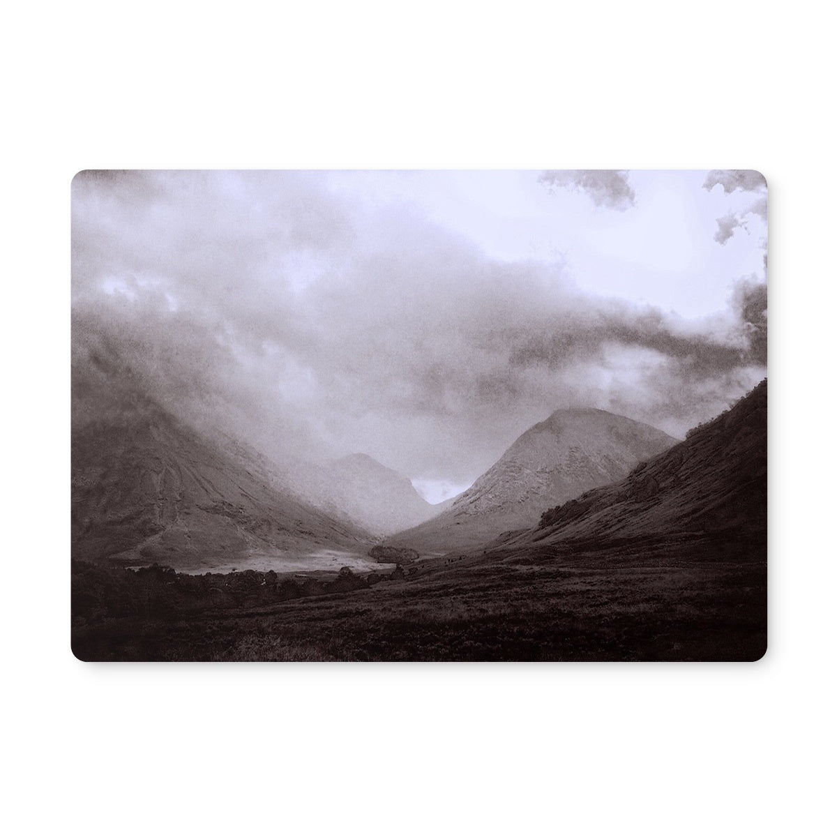 Glencoe Mist Art Gifts Placemat-Placemats-Glencoe Art Gallery-4 Placemats-Paintings, Prints, Homeware, Art Gifts From Scotland By Scottish Artist Kevin Hunter