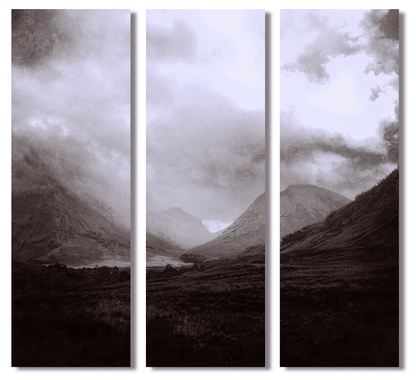 Glencoe Mist Painting Signed Fine Art Triptych Canvas