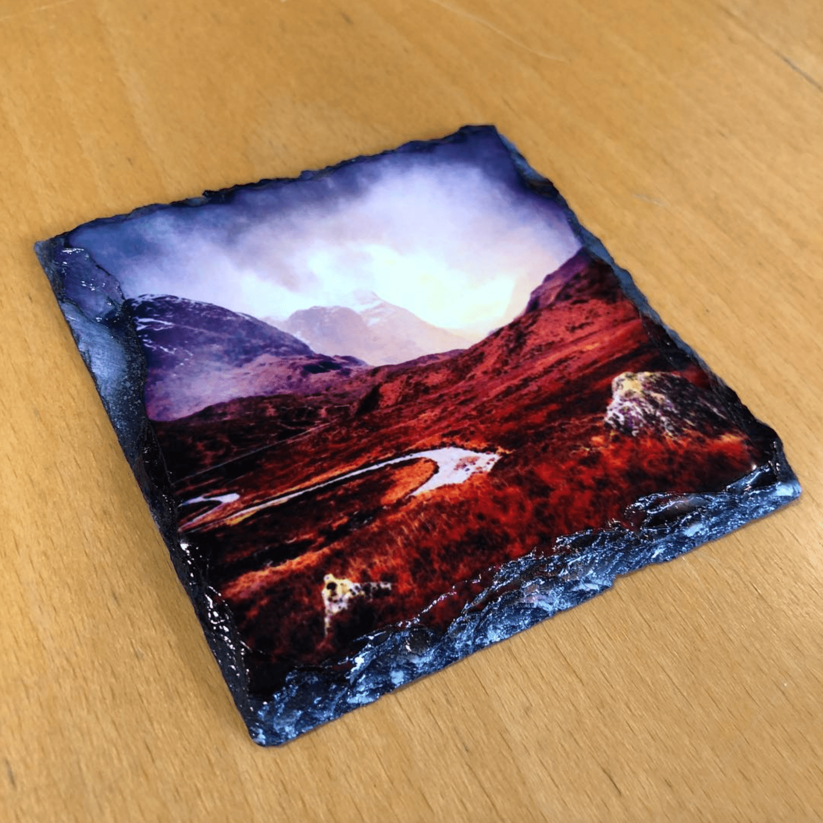 Glencoe Mist Slate Art-Slate Art-Glencoe Art Gallery-Paintings, Prints, Homeware, Art Gifts From Scotland By Scottish Artist Kevin Hunter
