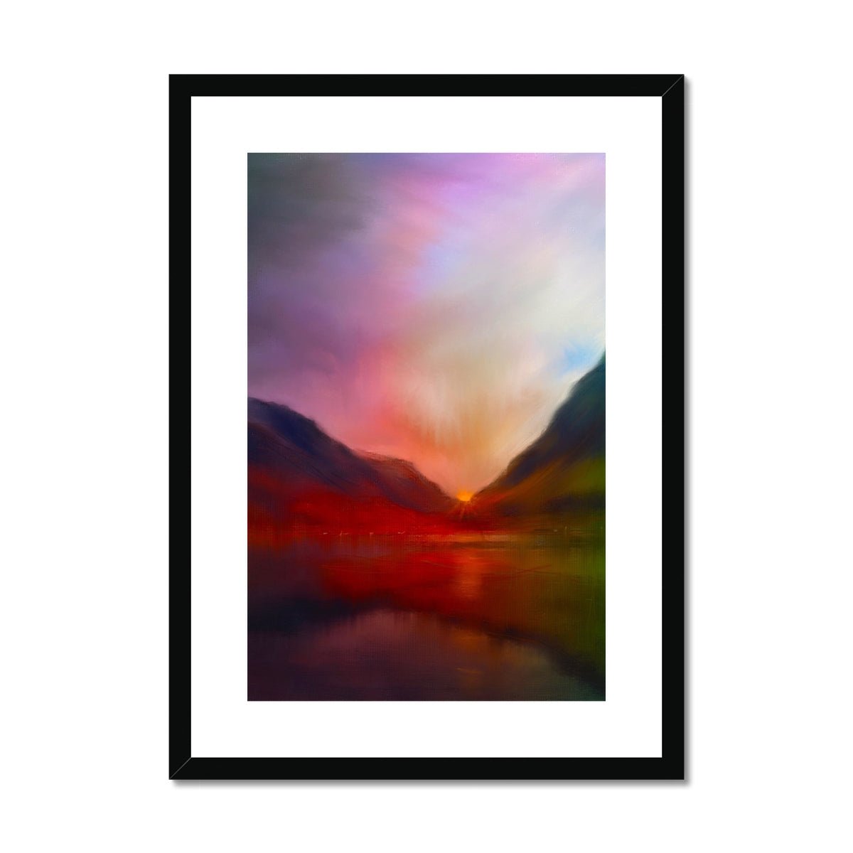 Glencoe Sunset Painting | Framed & Mounted Prints From Scotland