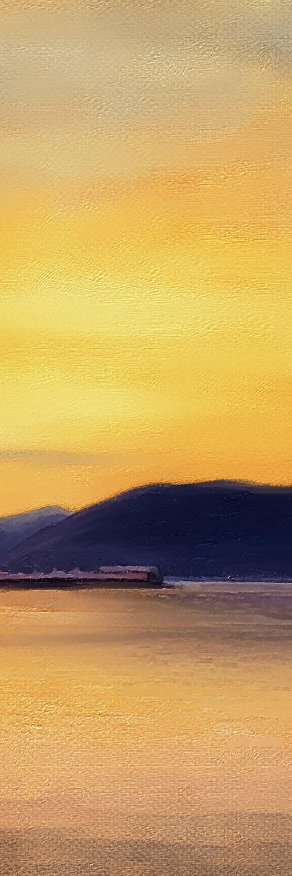Gourock From Cardwell Bay Painting Signed Fine Art Triptych Canvas