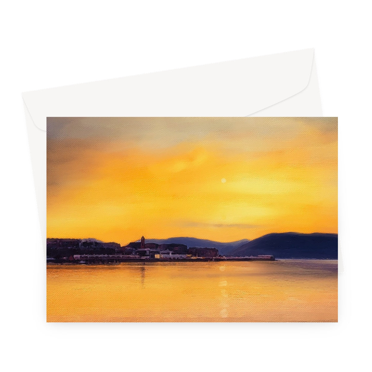 Gourock From Cardwell Bay Scottish Art Gifts Greeting Card | River Clyde Art Gallery | Paintings, Prints, Homeware and Art Gifts From Scotland By Scottish Artist Kevin Hunter