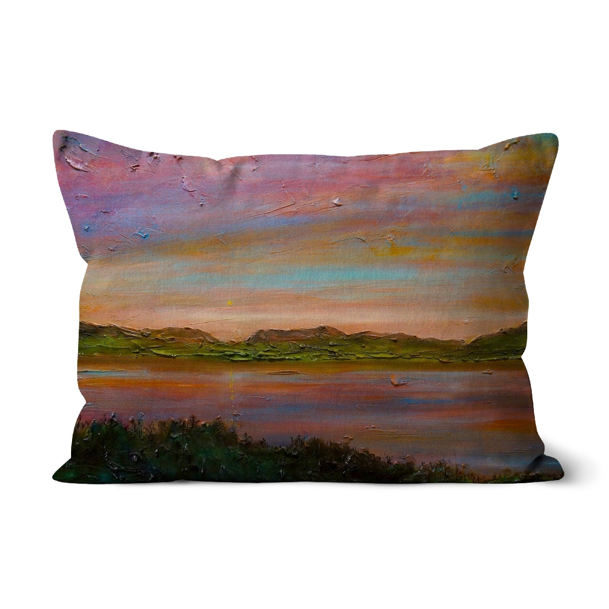 Gourock Golf Club Sunset Art Gifts Cushion | River Clyde Art Gallery | Paintings, Prints, Homeware and Art Gifts From Scotland By Scottish Artist Kevin Hunter