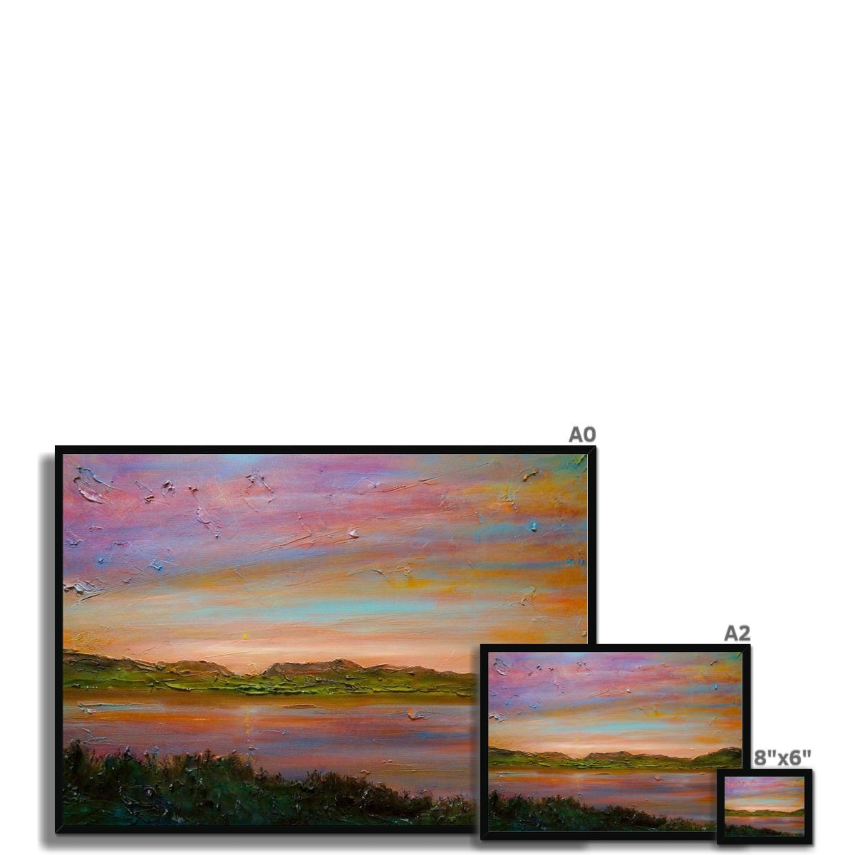 Gourock Golf Club Sunset Painting | Framed Prints From Scotland-Framed Prints-River Clyde Art Gallery-Paintings, Prints, Homeware, Art Gifts From Scotland By Scottish Artist Kevin Hunter