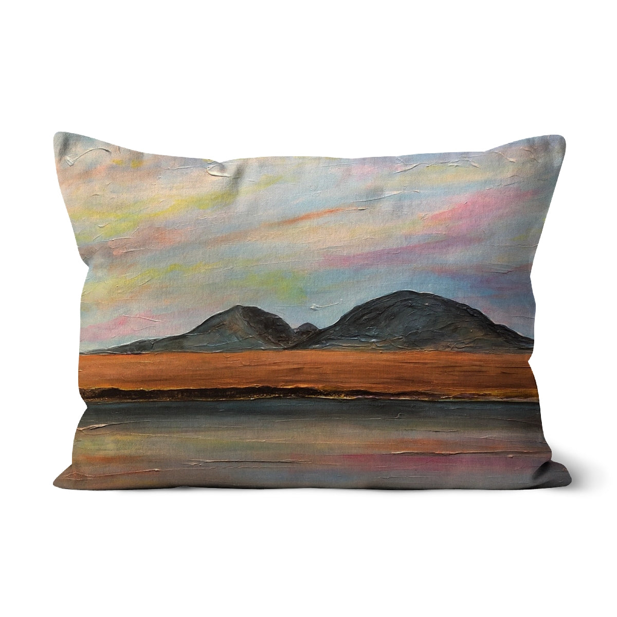 Jura Dawn Art Gifts Cushion | Hebridean Islands Art Gallery | Paintings, Prints, Homeware and Art Gifts From Scotland By Scottish Artist Kevin Hunter