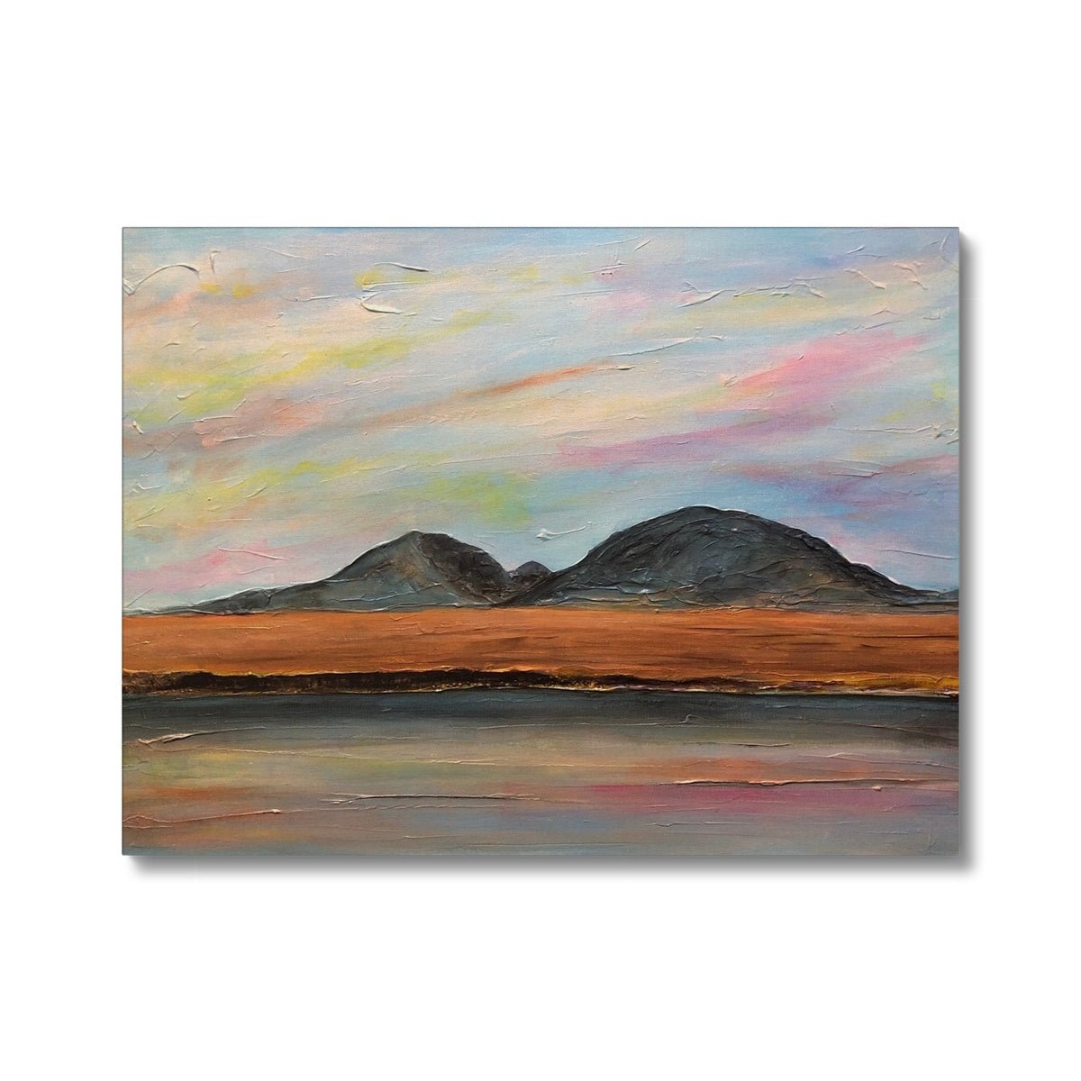 Jura Dawn Painting | Canvas From Scotland-Contemporary Stretched Canvas Prints-Hebridean Islands Art Gallery-24"x18"-Paintings, Prints, Homeware, Art Gifts From Scotland By Scottish Artist Kevin Hunter