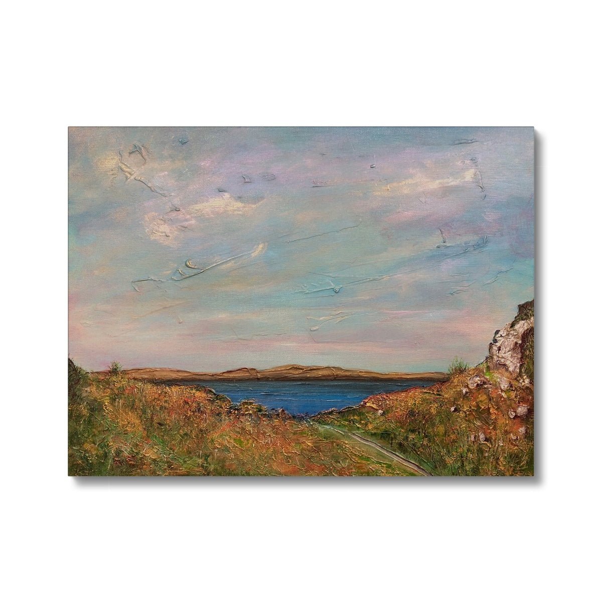Jura From Crinan Painting | Canvas From Scotland-Contemporary Stretched Canvas Prints-Hebridean Islands Art Gallery-24"x18"-Paintings, Prints, Homeware, Art Gifts From Scotland By Scottish Artist Kevin Hunter