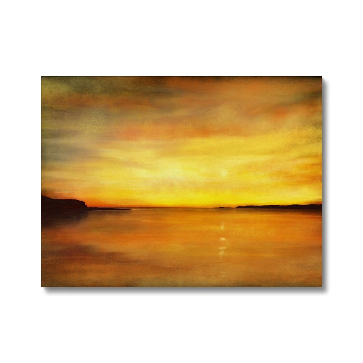 King's Cave Sunset Arran Painting | Canvas From Scotland-Contemporary Stretched Canvas Prints-Arran Art Gallery-24"x18"-Paintings, Prints, Homeware, Art Gifts From Scotland By Scottish Artist Kevin Hunter