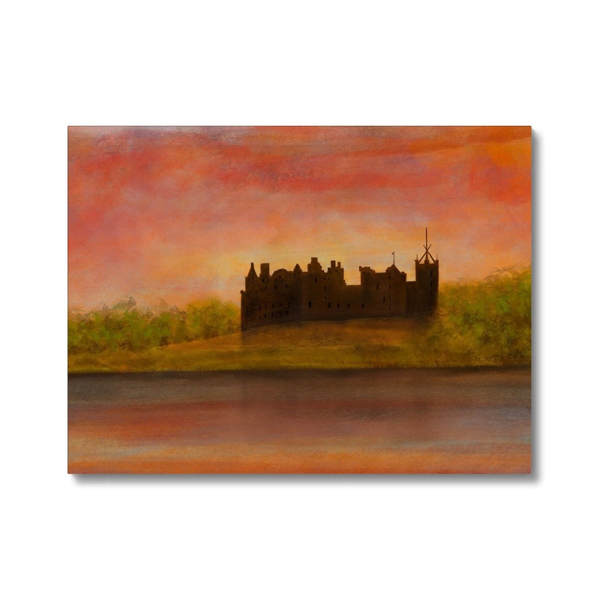 Linlithgow Palace Dusk Painting | Canvas From Scotland-Contemporary Stretched Canvas Prints-Historic & Iconic Scotland Art Gallery-24"x18"-Paintings, Prints, Homeware, Art Gifts From Scotland By Scottish Artist Kevin Hunter