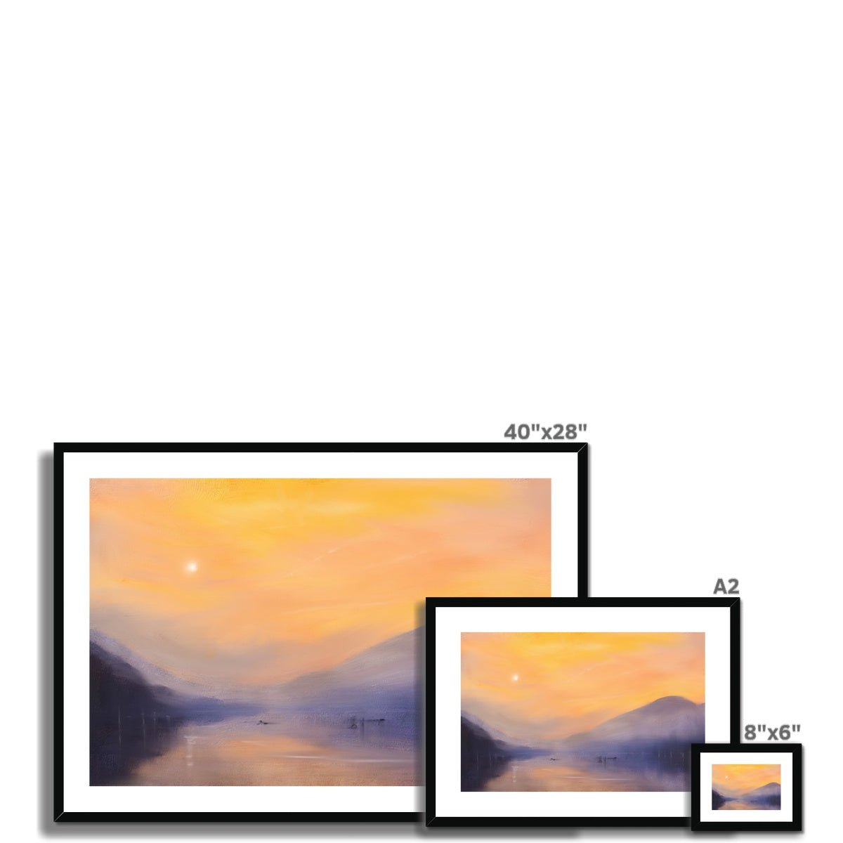 Loch Eck Dusk Painting | Framed & Mounted Prints From Scotland-Framed & Mounted Prints-Scottish Lochs & Mountains Art Gallery-Paintings, Prints, Homeware, Art Gifts From Scotland By Scottish Artist Kevin Hunter